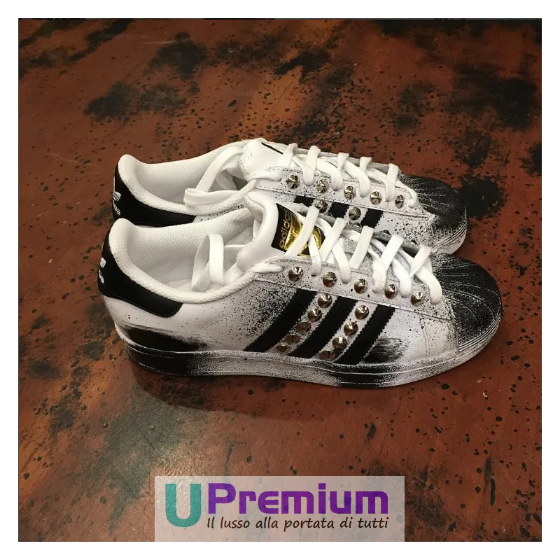 Adidas Superstar Vintage Sfumate Nero Borchie Argento [Prodotto Customizzato]