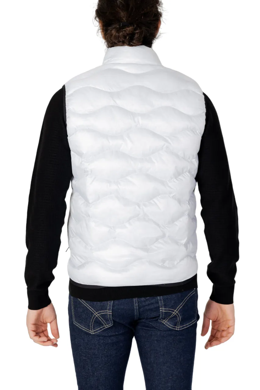 Blauer gilet imbottito trapuntato bianco