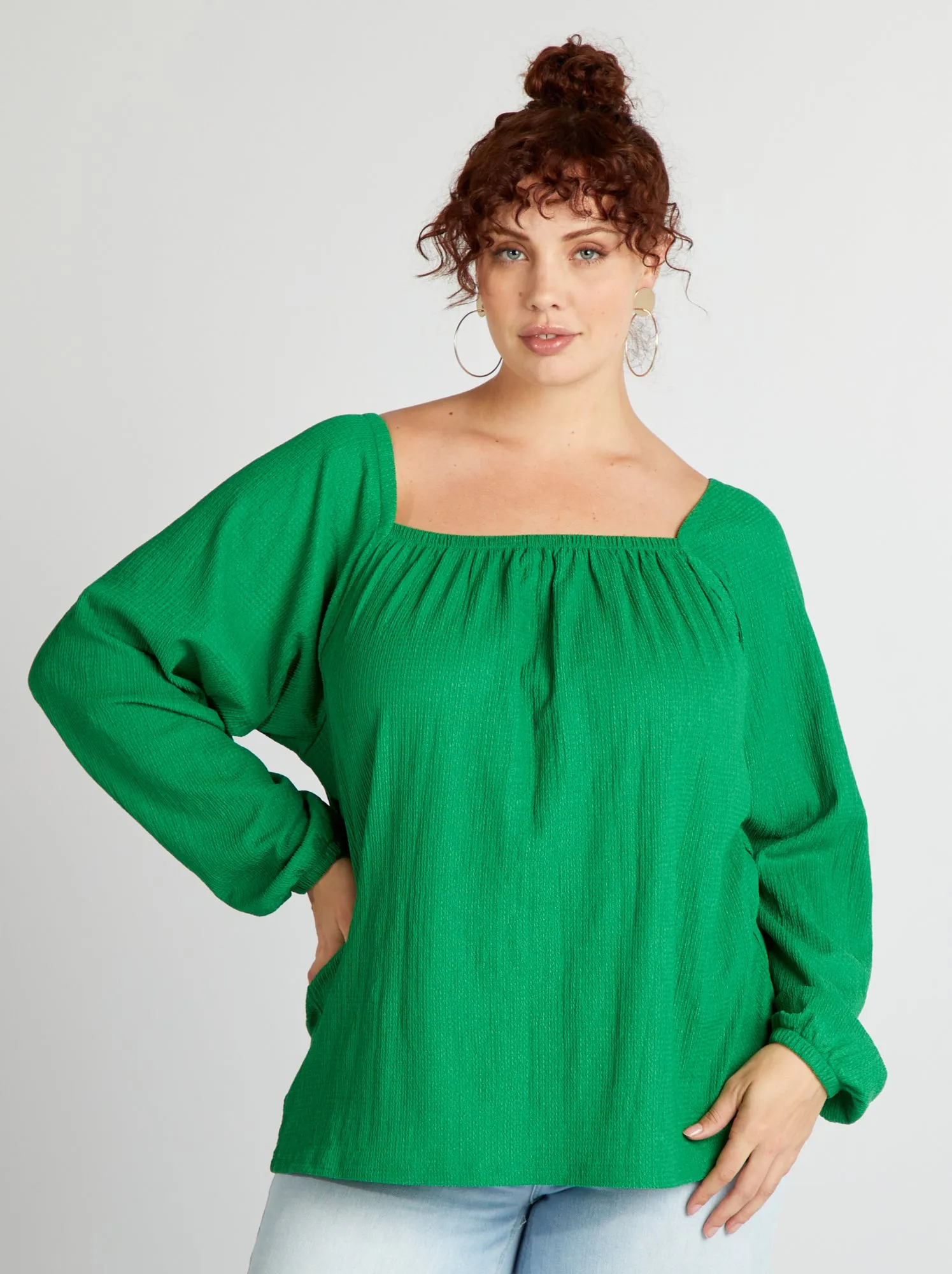 Blusa in maglia effetto crêpe - verde