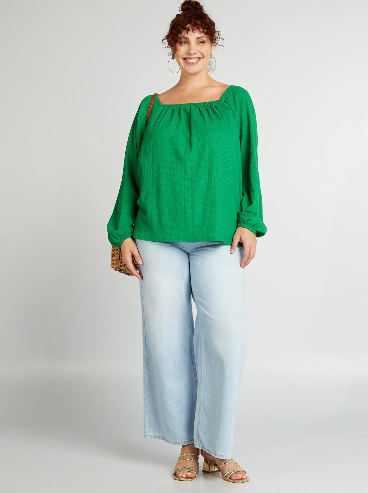 Blusa in maglia effetto crêpe - verde