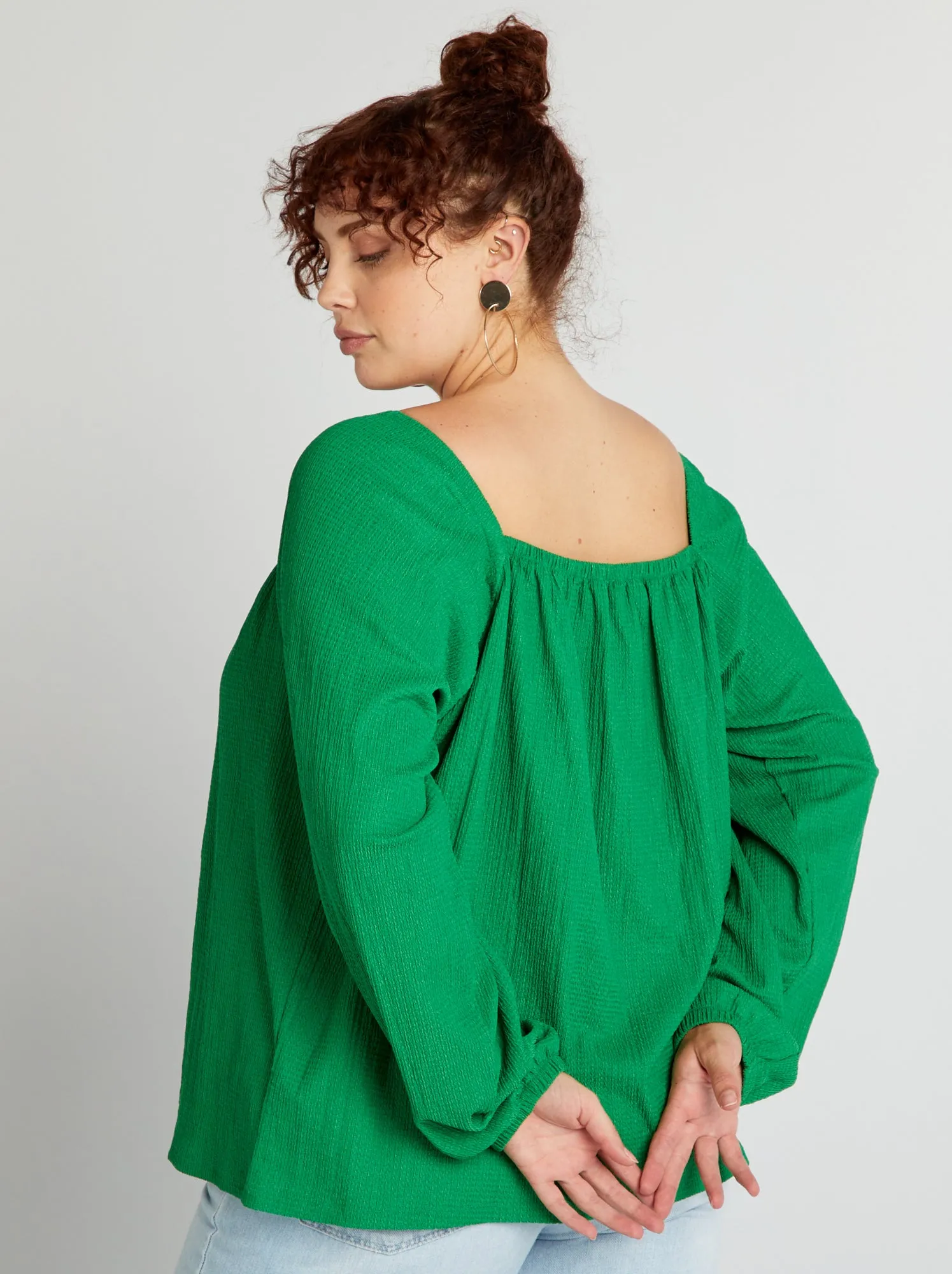 Blusa in maglia effetto crêpe - verde