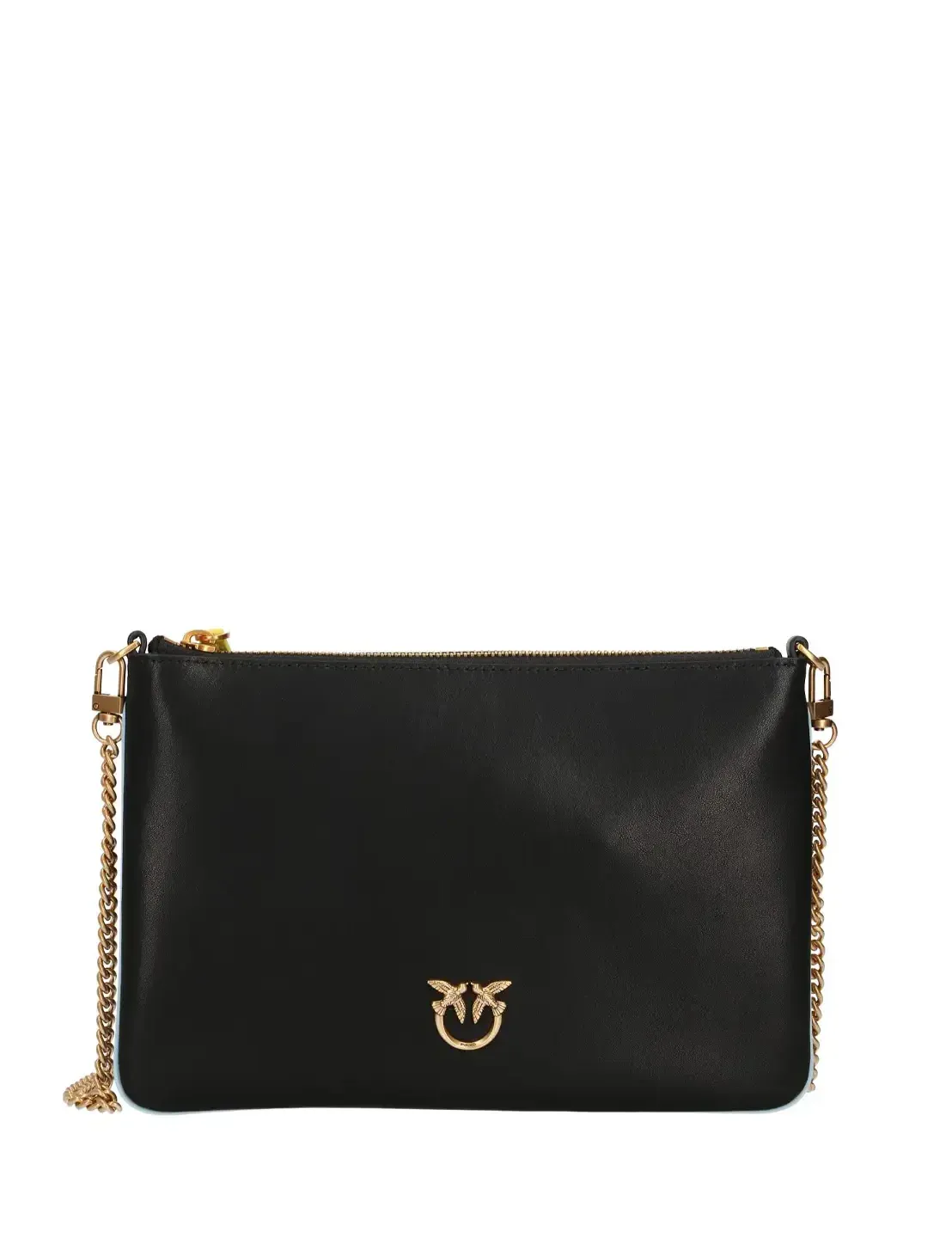 BORSA NERA "FLAT" CON PROFILI MULTICOLOR IN PELLE