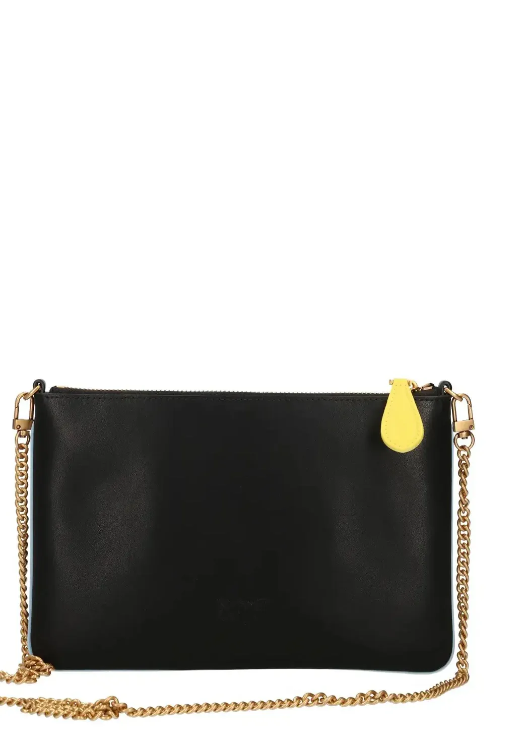 BORSA NERA "FLAT" CON PROFILI MULTICOLOR IN PELLE