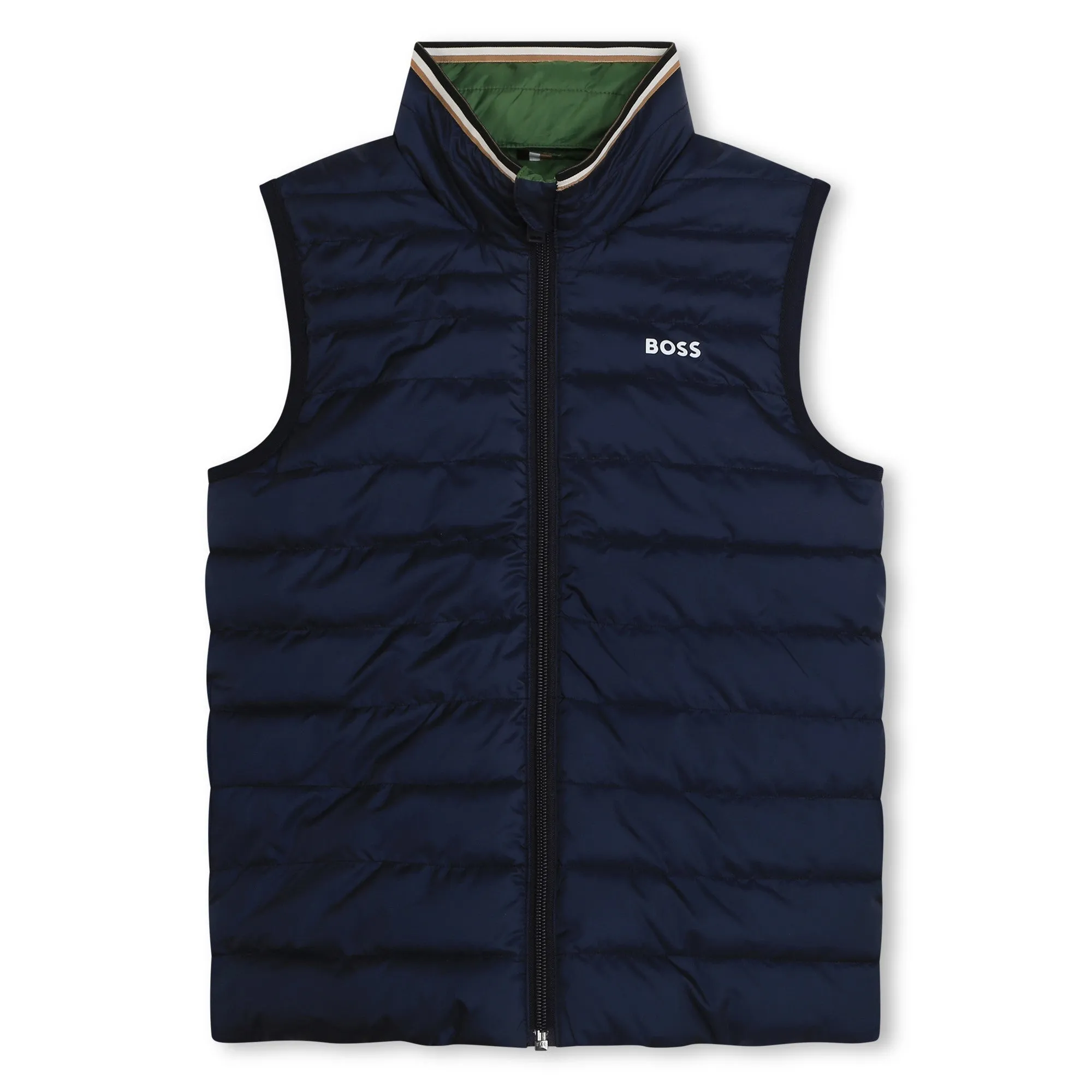 Boss gilet imbottito reversibile con cappuccio verde blu