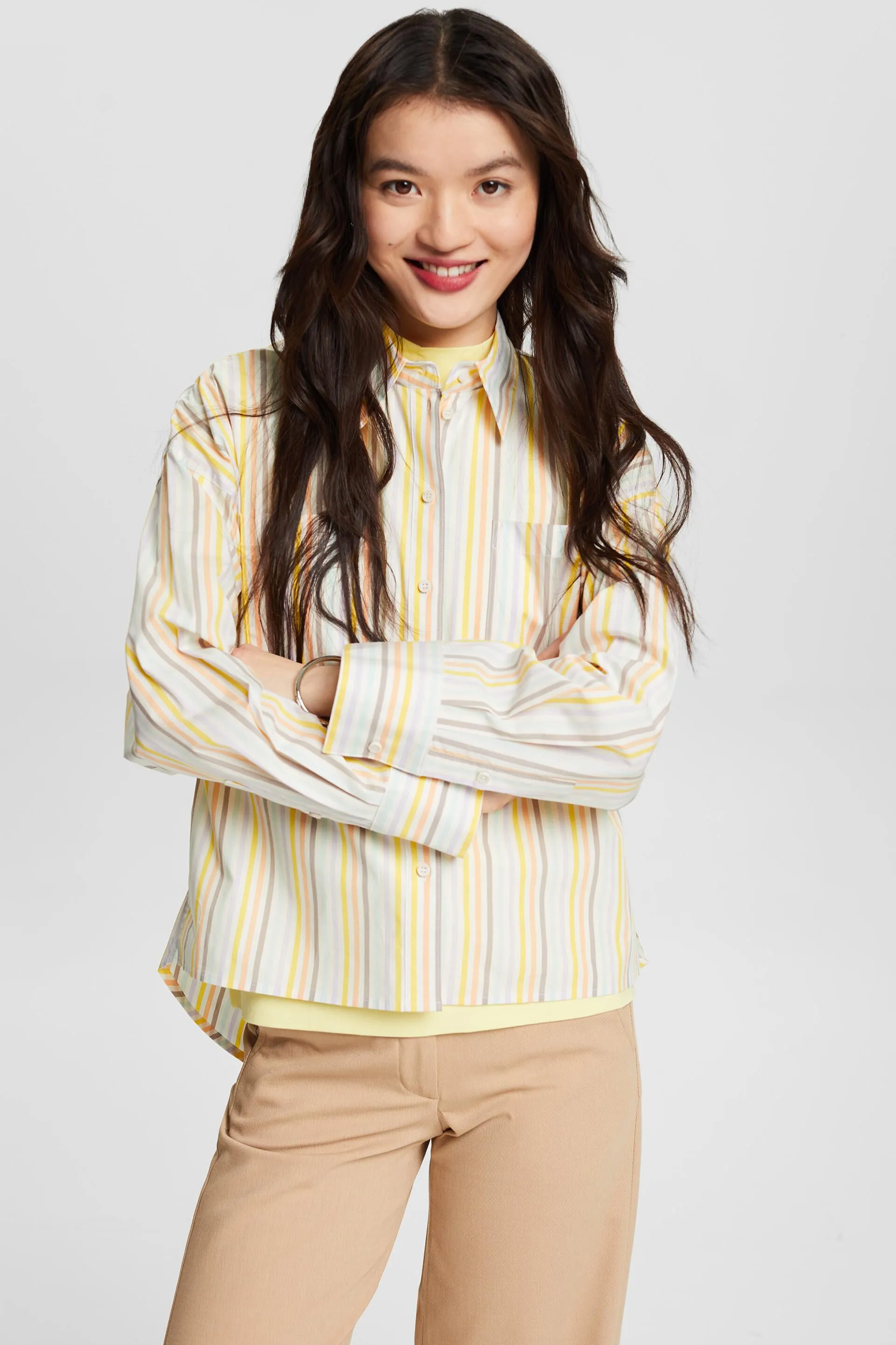Camicia a righe oversize con colletto button down