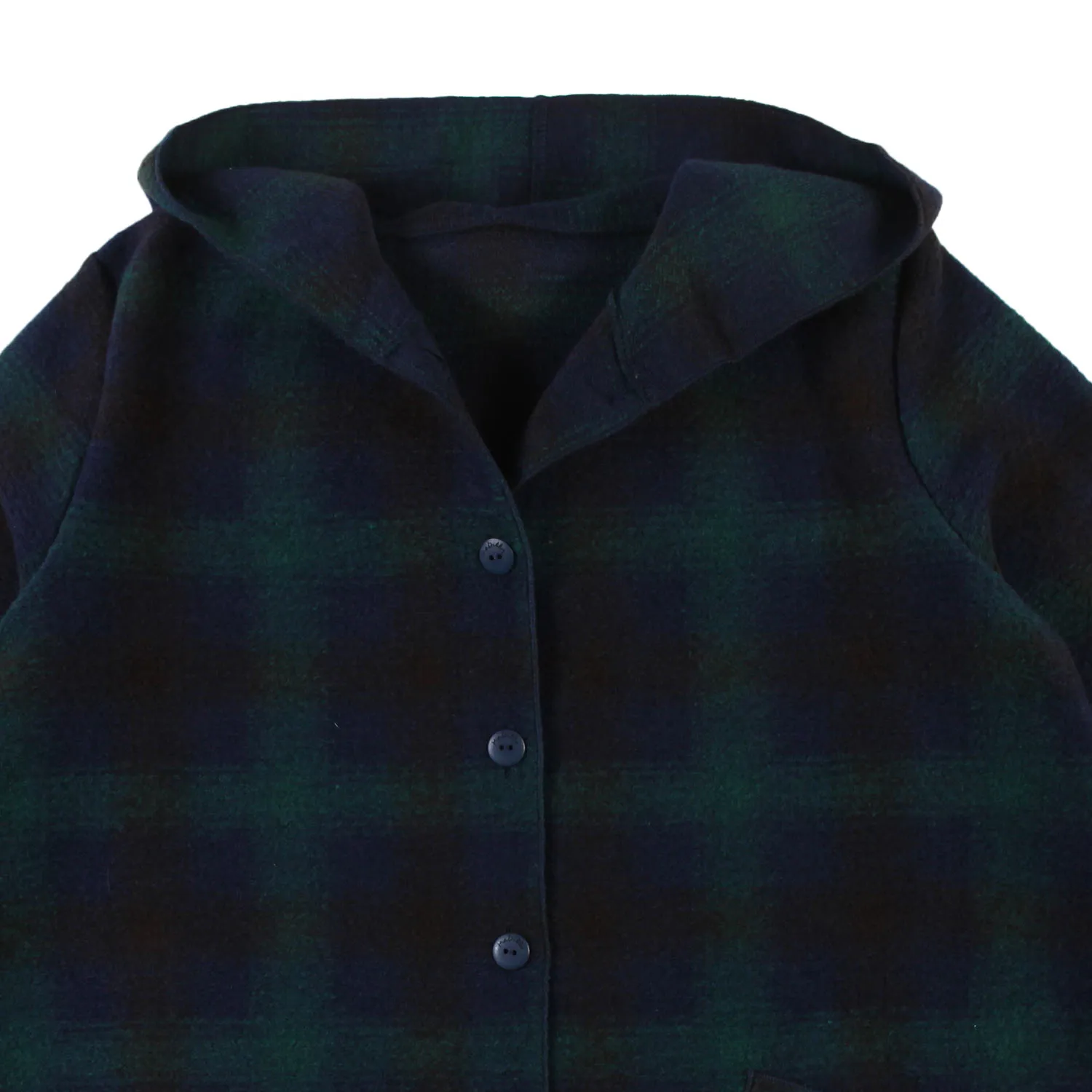 Cappotto Angel Verde E Blu A Quadri Con Cappuccio