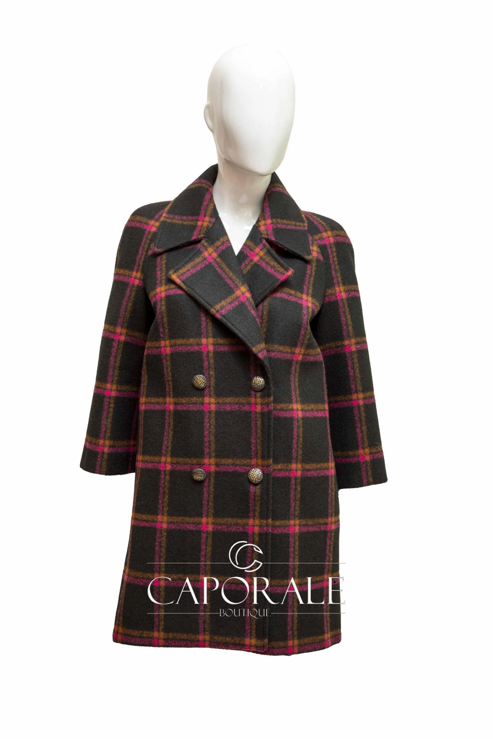 Cappotto donna doppio petto Cannella 108045 scozzese