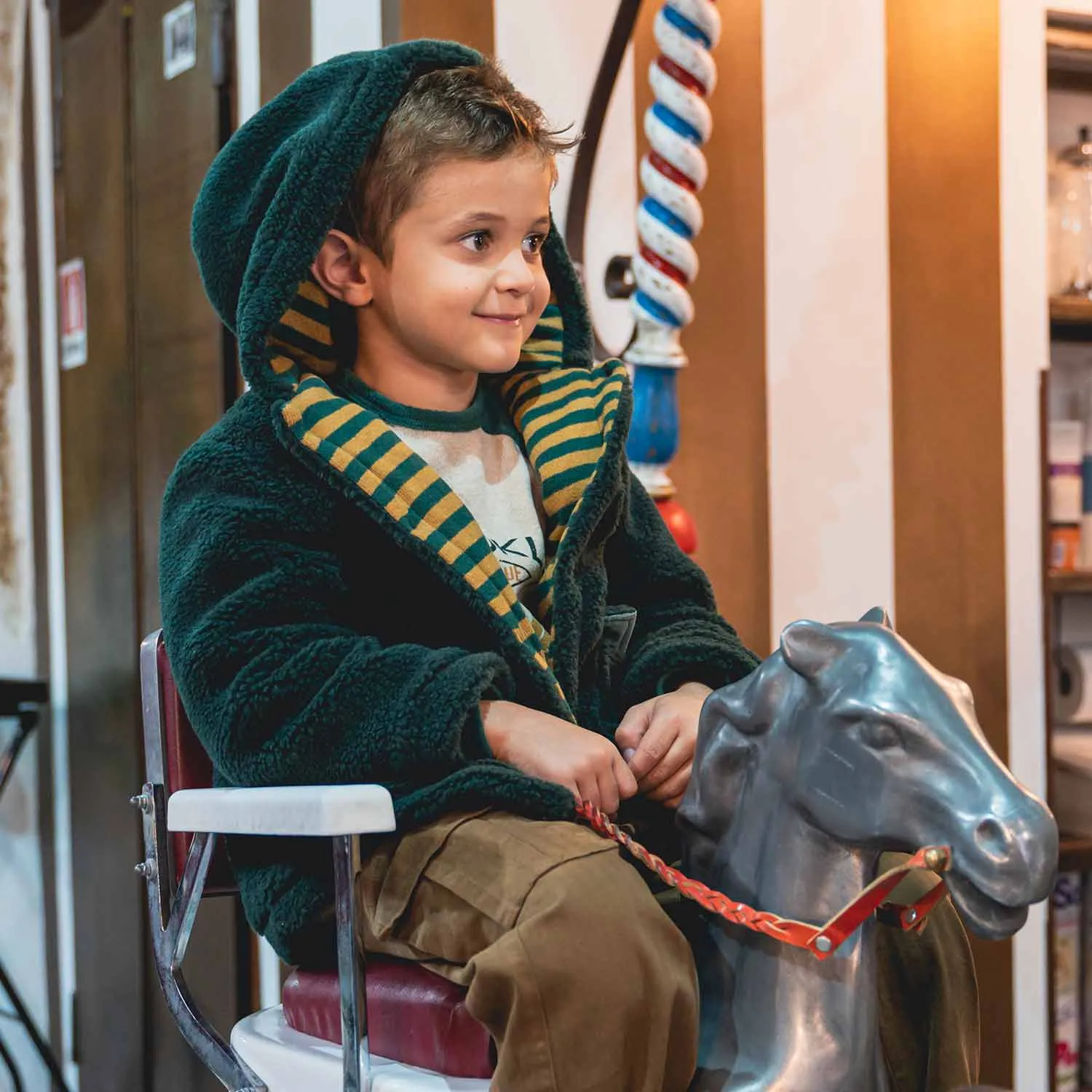 Cappotto Sherpa Verde E Senape Bambino