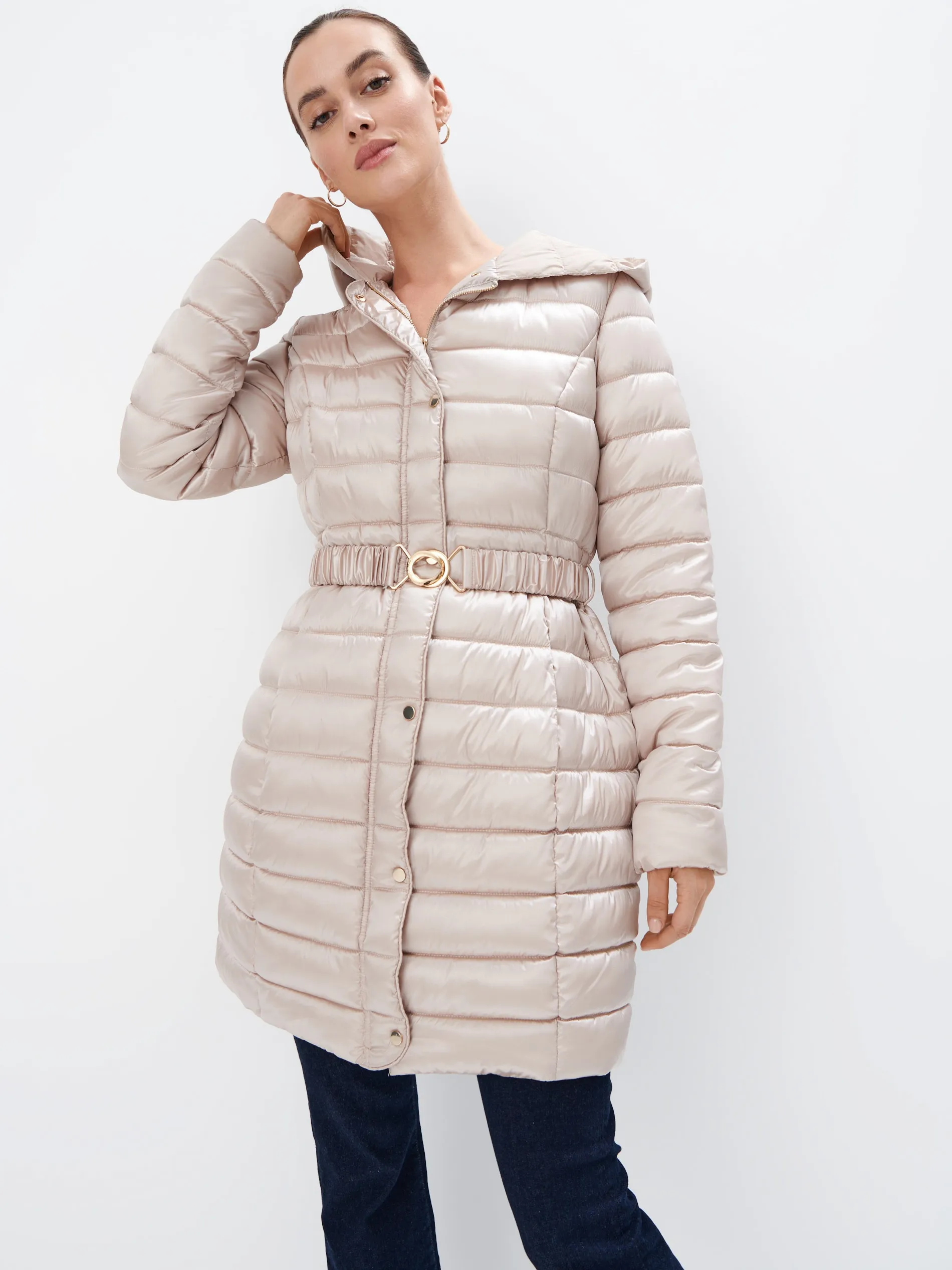 Cappotto trapuntato con cappuccio