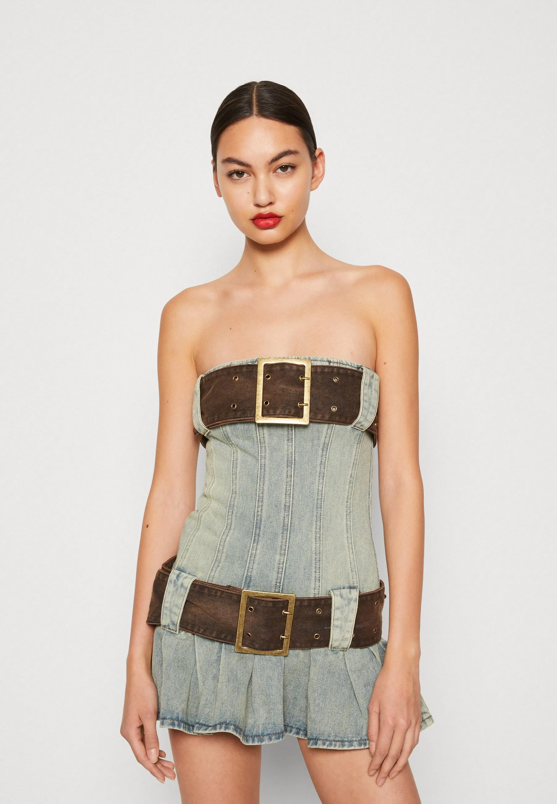 CORSET MINI KILT DRESS - Vestito di jeans