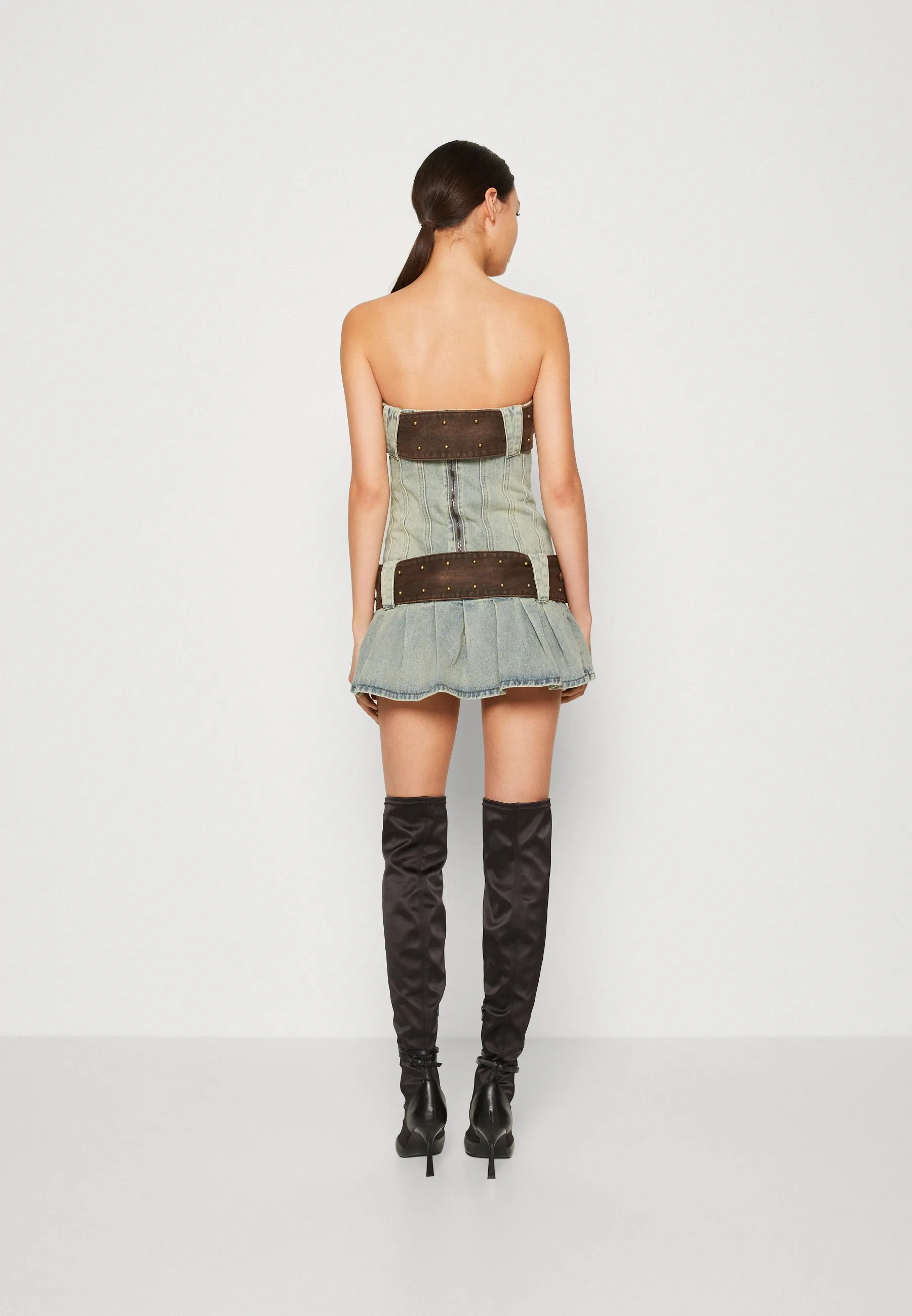 CORSET MINI KILT DRESS - Vestito di jeans