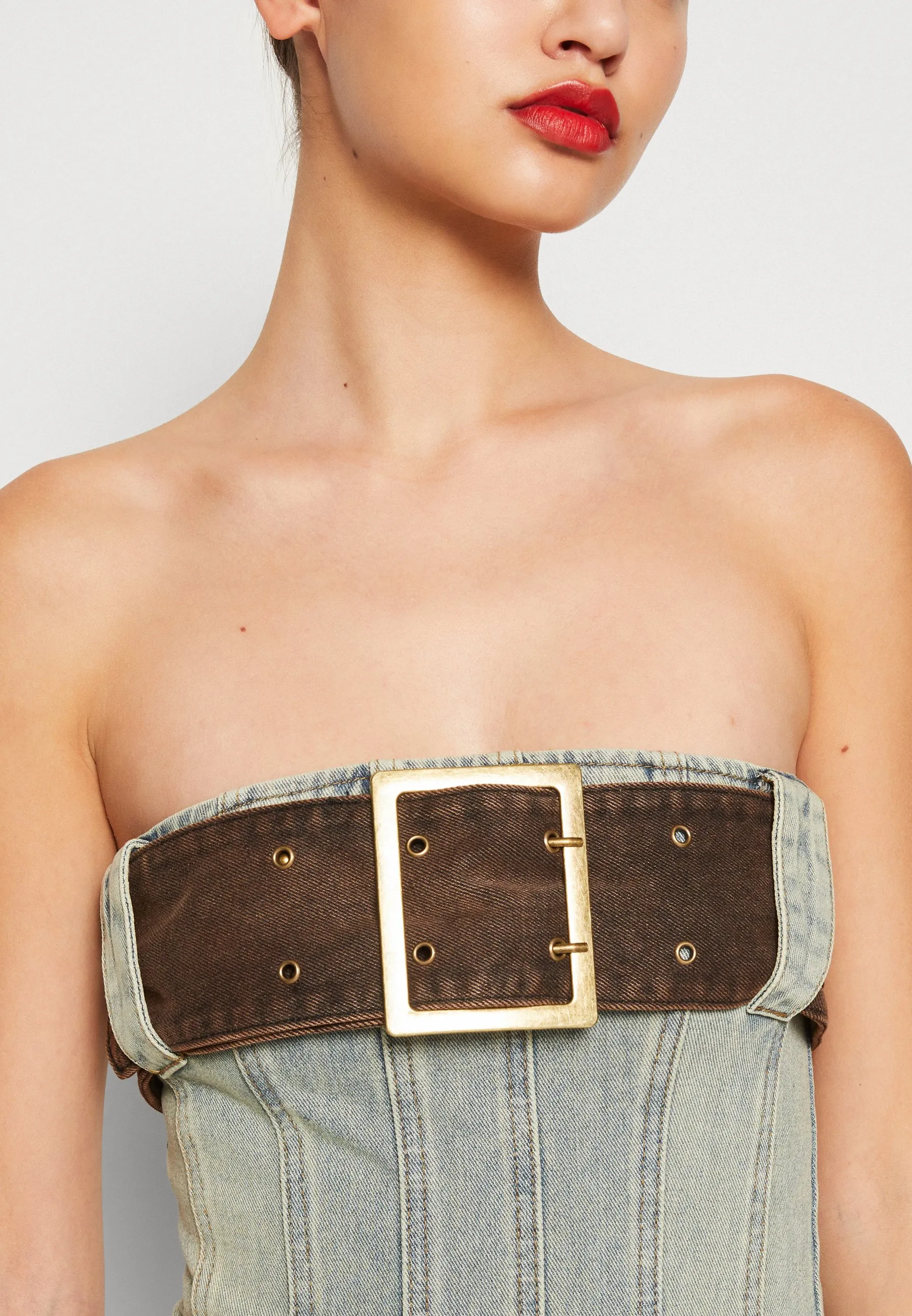 CORSET MINI KILT DRESS - Vestito di jeans