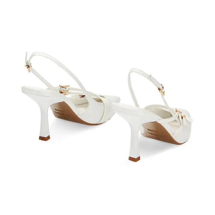 Décolleté slingback bianche, tacco 8,5 cm