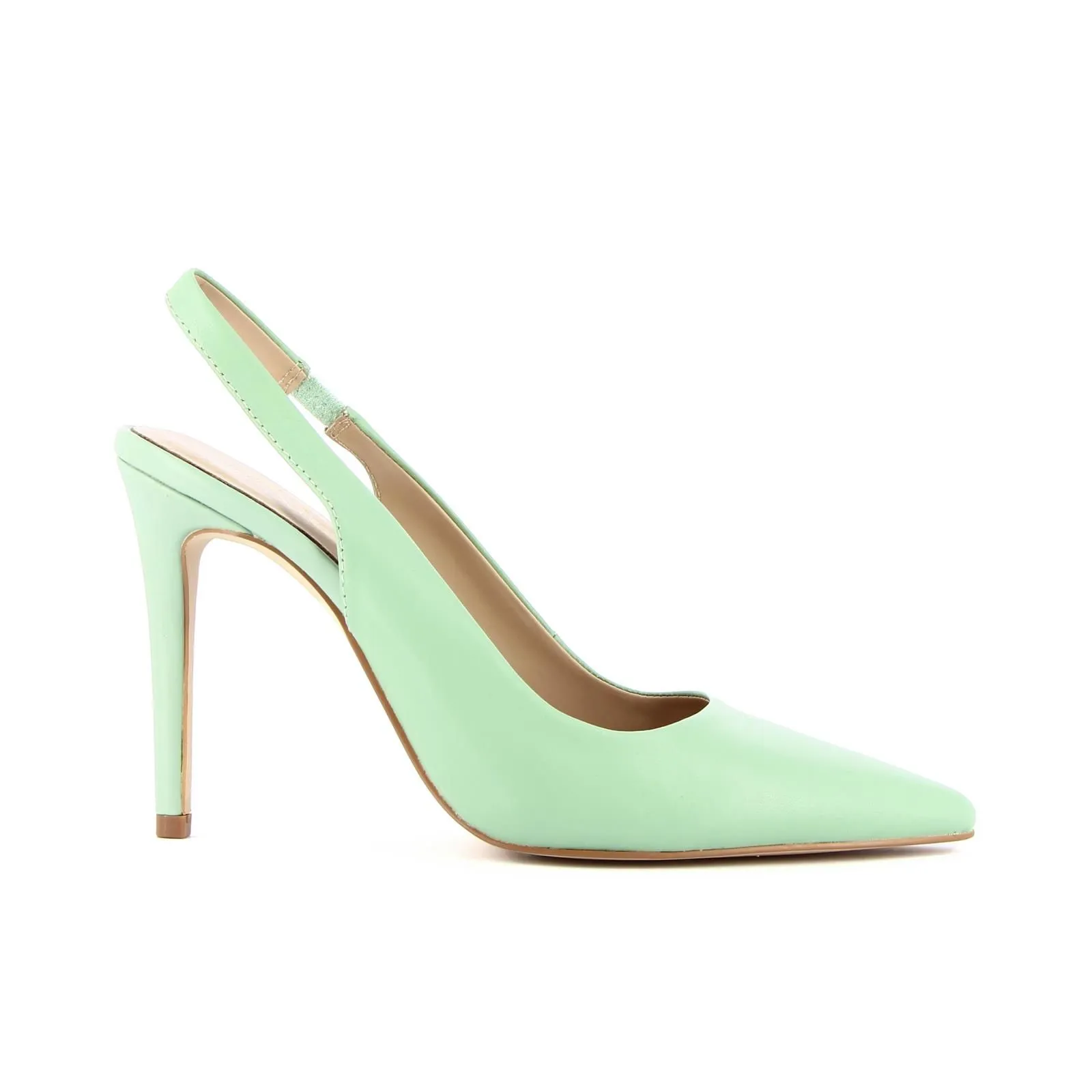 Decolletè slingback verde in pelle