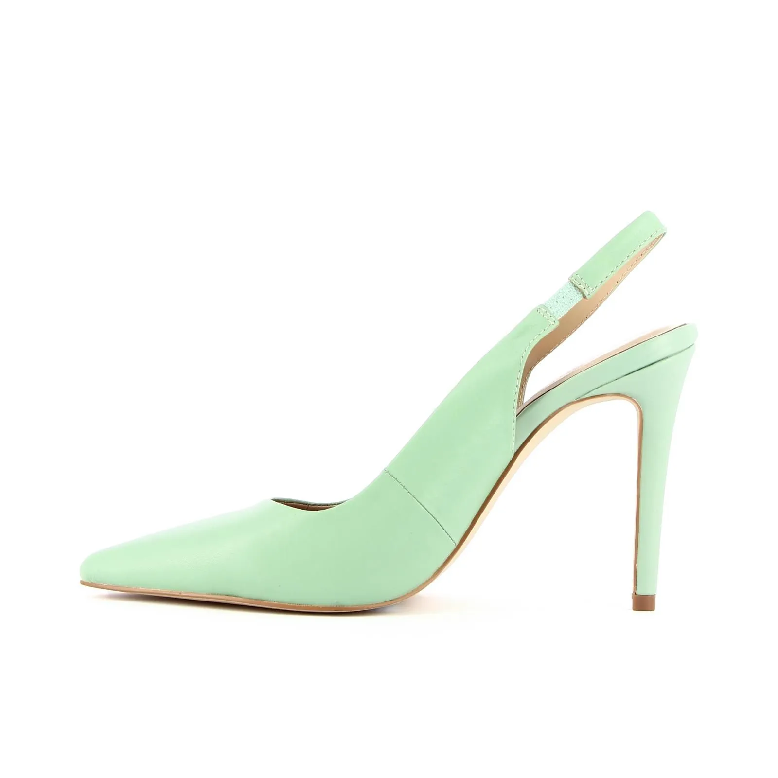 Decolletè slingback verde in pelle