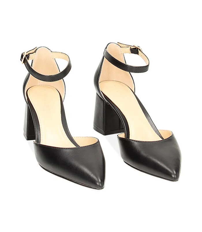 Décolleté cinturino nere, tacco 6 cm