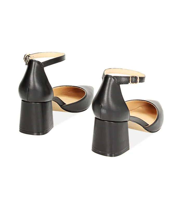 Décolleté cinturino nere, tacco 6 cm