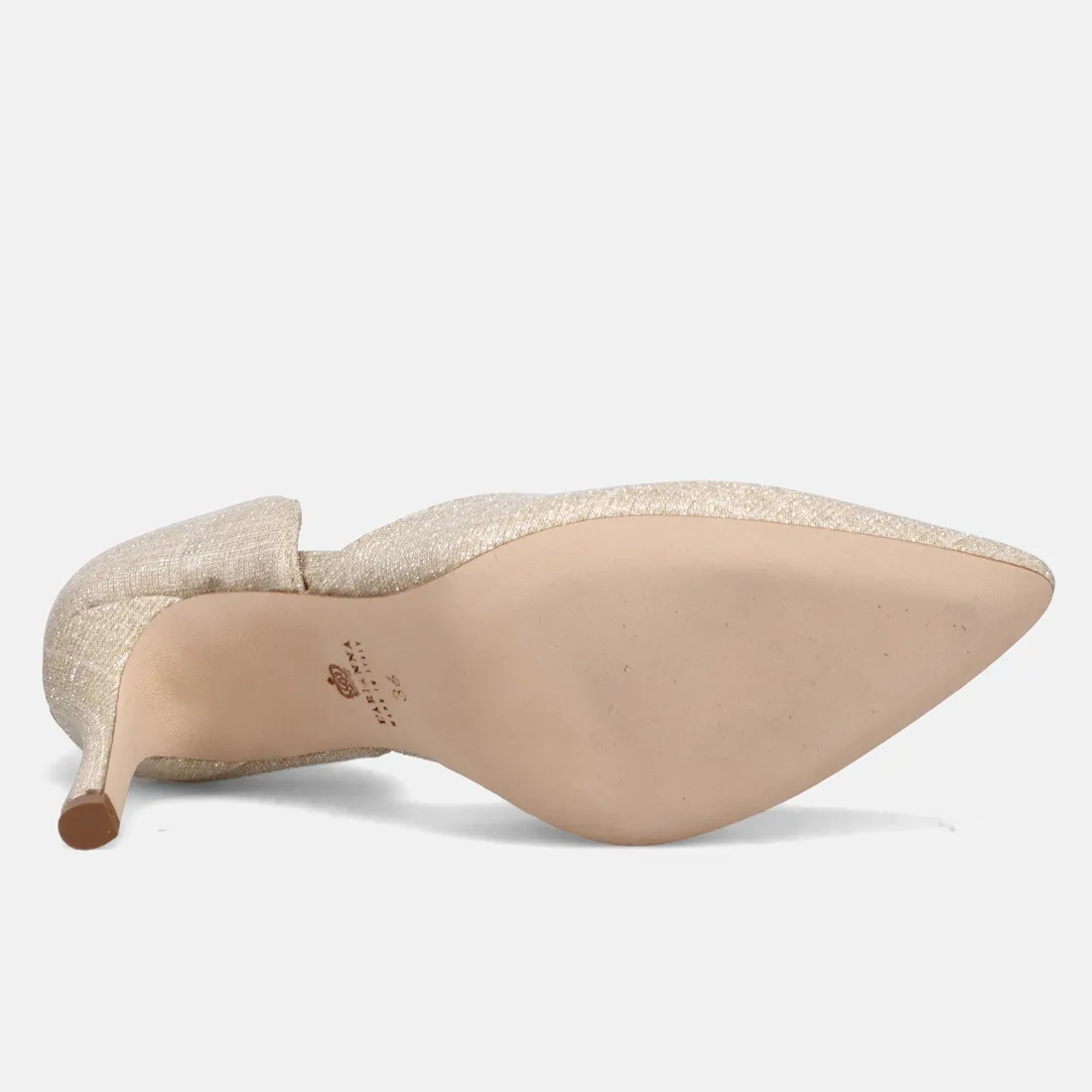 Décolleté L'Arianna in lurex champagne con tacco medio