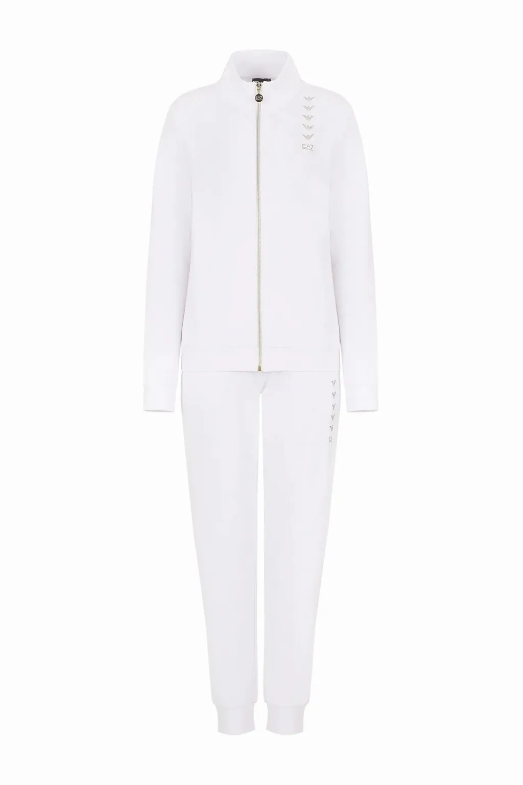 EA7 TUTA SPORTIVA IN MISTO COTONE ORGANICO CON LOGO IN STRASS DONNA  BIANCO 3DTV53