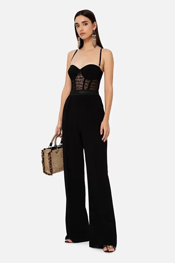ELISABETTA FRANCHI Tuta in pizzo logo