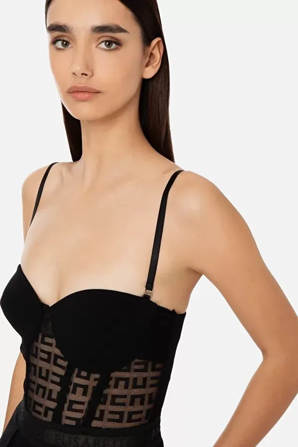 ELISABETTA FRANCHI Tuta in pizzo logo