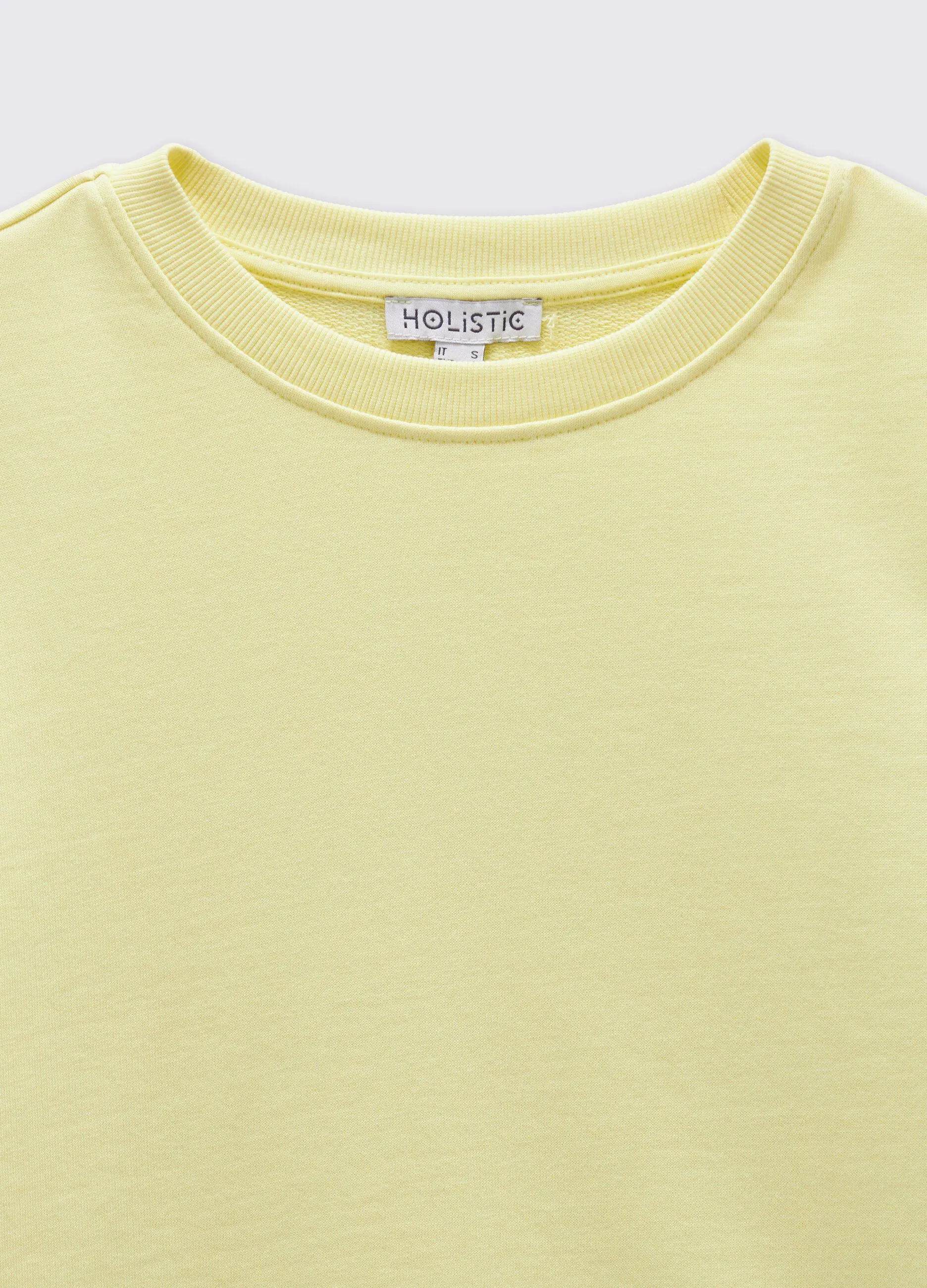 Felpa girocollo in cotone garzato donna