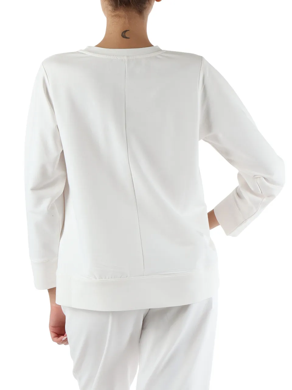 Felpa girocollo svasata in cotone stretch