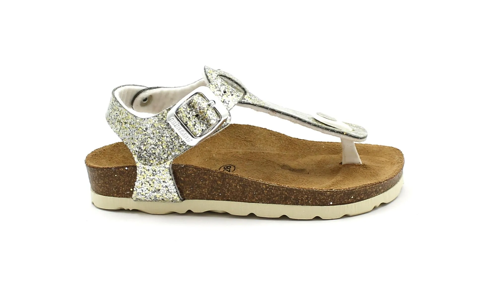 GRUNLAND LUCE SB1772 platino beige sandali infradito bambina fibbie