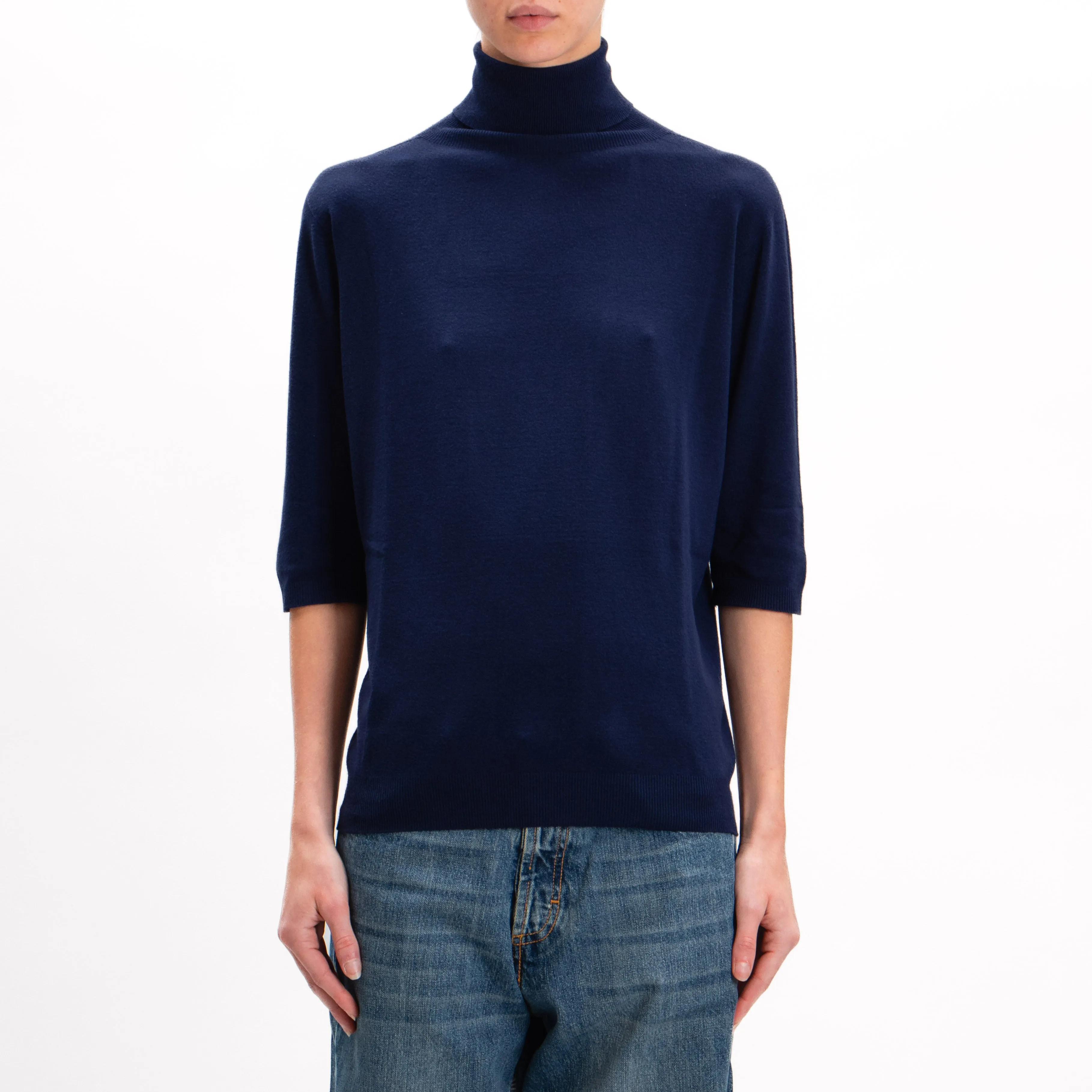 Kontatto-Maglia collo alto manica corta - blu