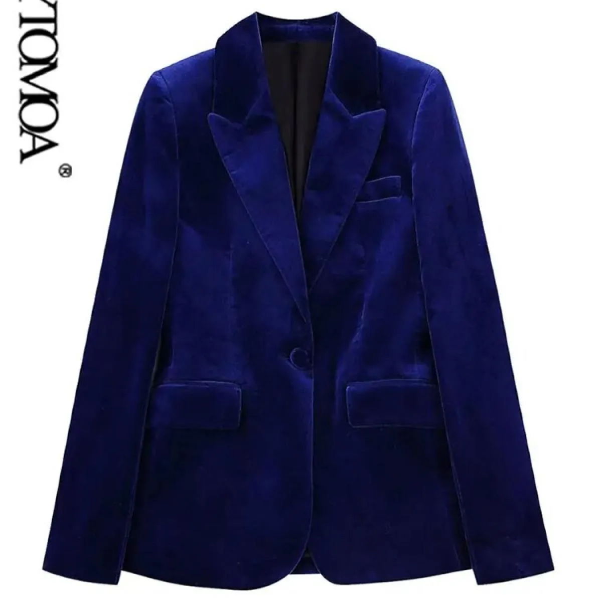Kpytomoa Cappotto blazer in velluto aderente con bottoni sul davanti moda donna Cappotto vintage a maniche lunghe con patta Capi