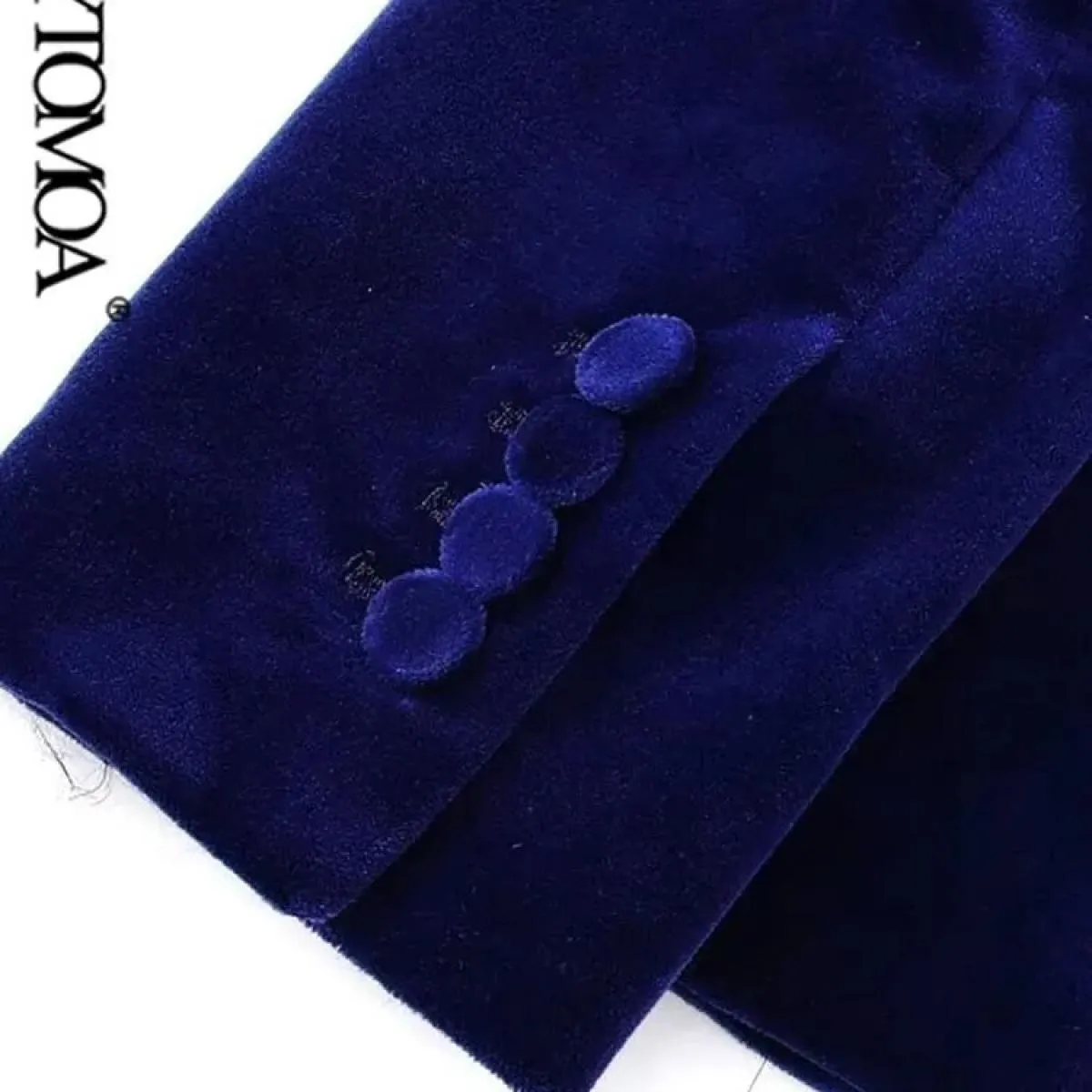 Kpytomoa Cappotto blazer in velluto aderente con bottoni sul davanti moda donna Cappotto vintage a maniche lunghe con patta Capi
