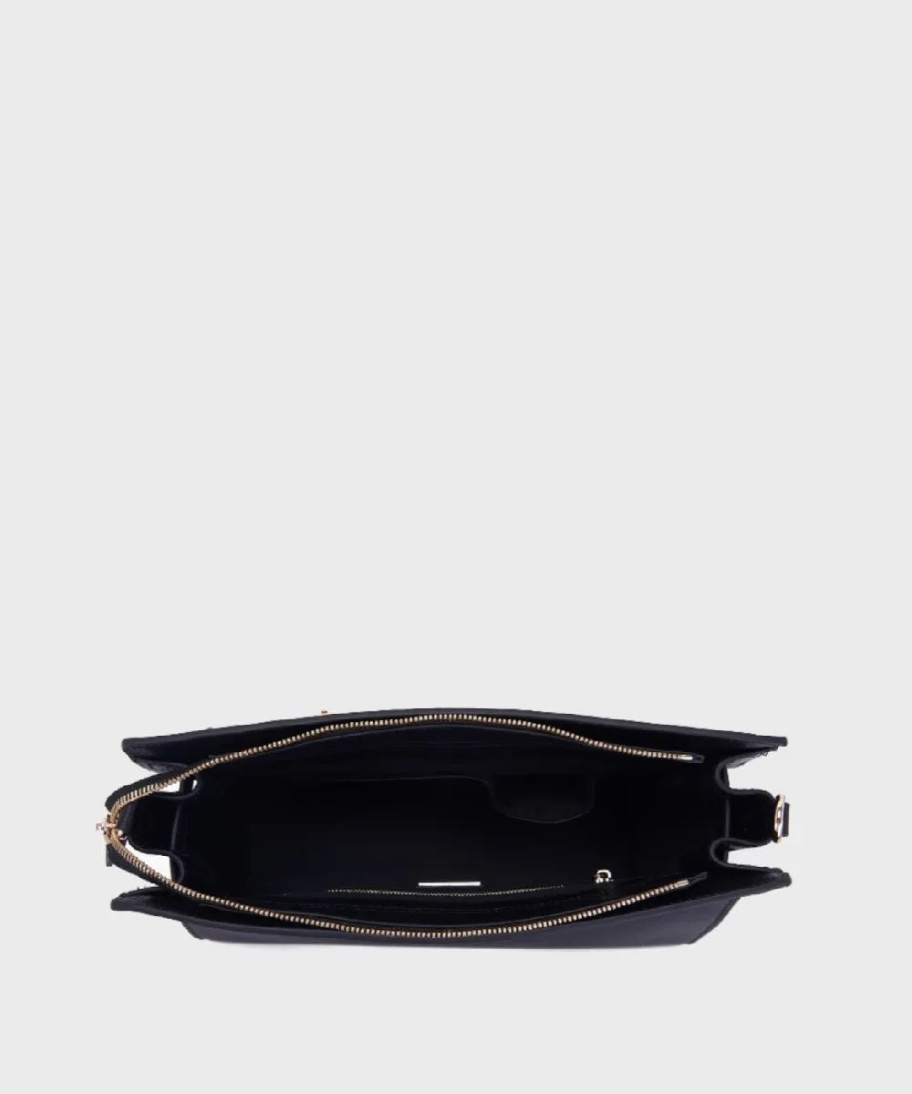 Le Carrie Rock borsa a tracolla con due tasche, pelle nero