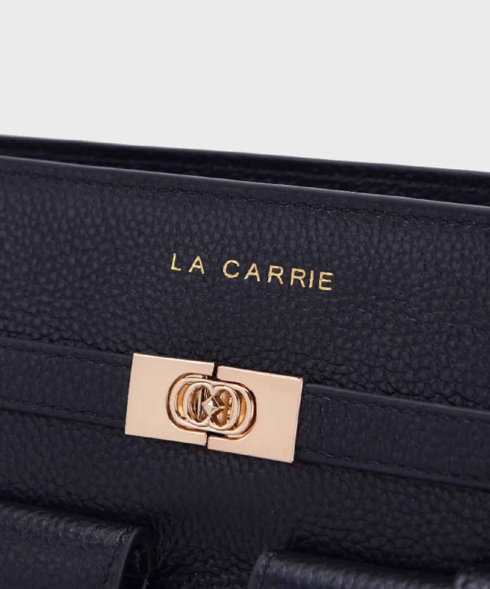 Le Carrie Rock borsa a tracolla con due tasche, pelle nero