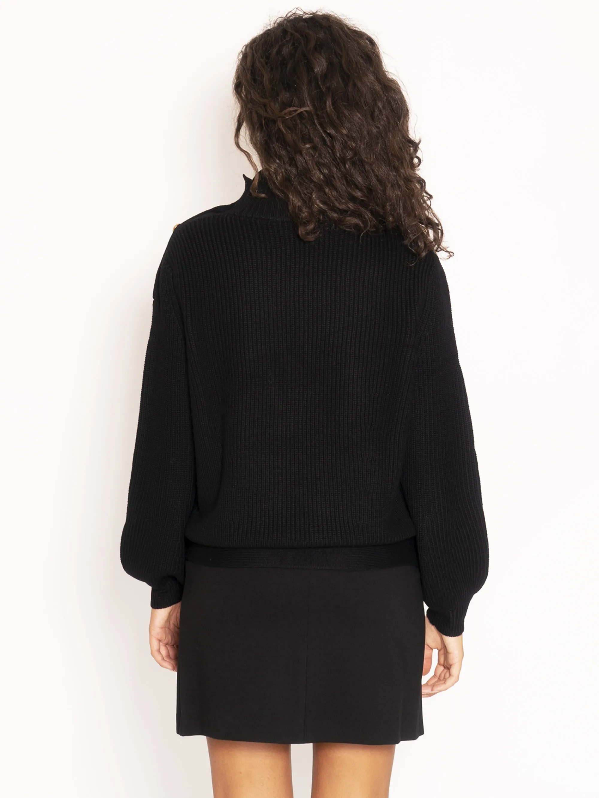 Maglia Collo Alto a Costa Inglese - Nero