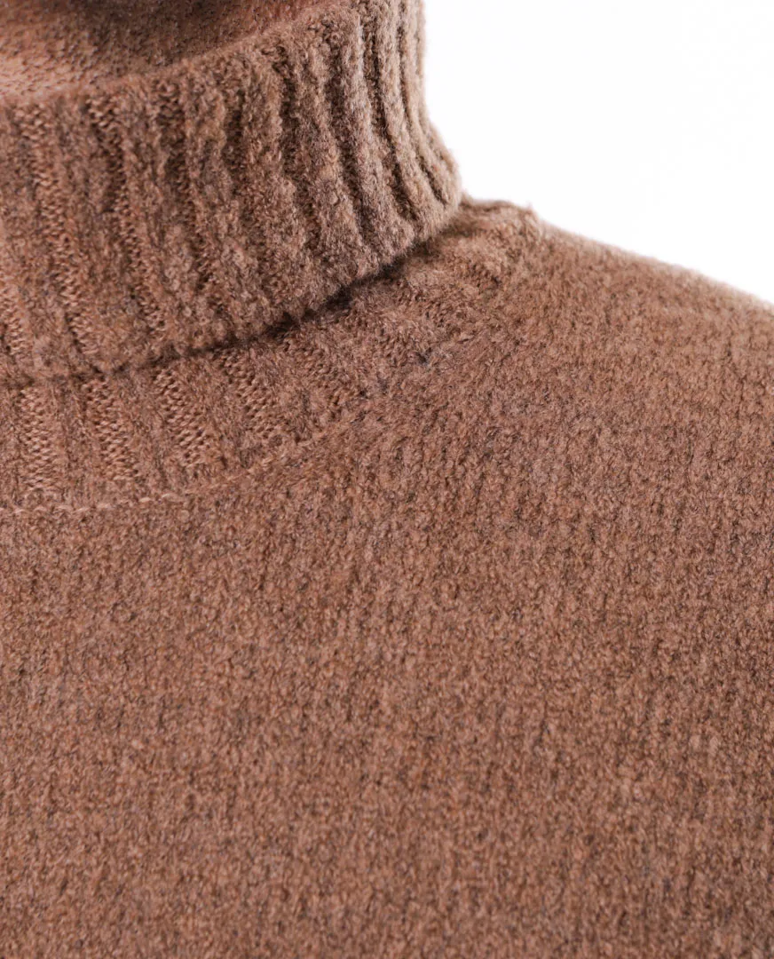 Maglia collo alto in lana bouclè beige | VIADESTE