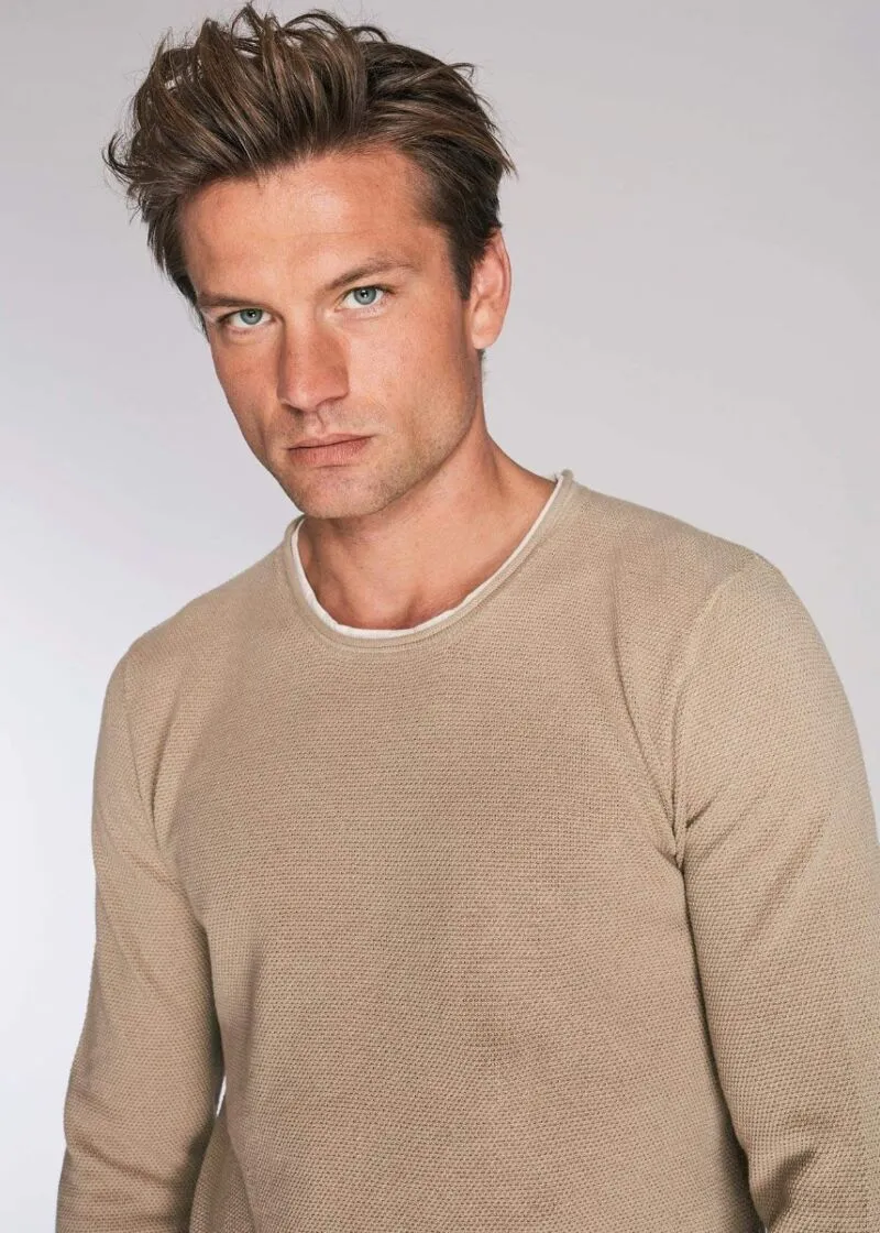 Maglia in cotone con dettagli in jersey