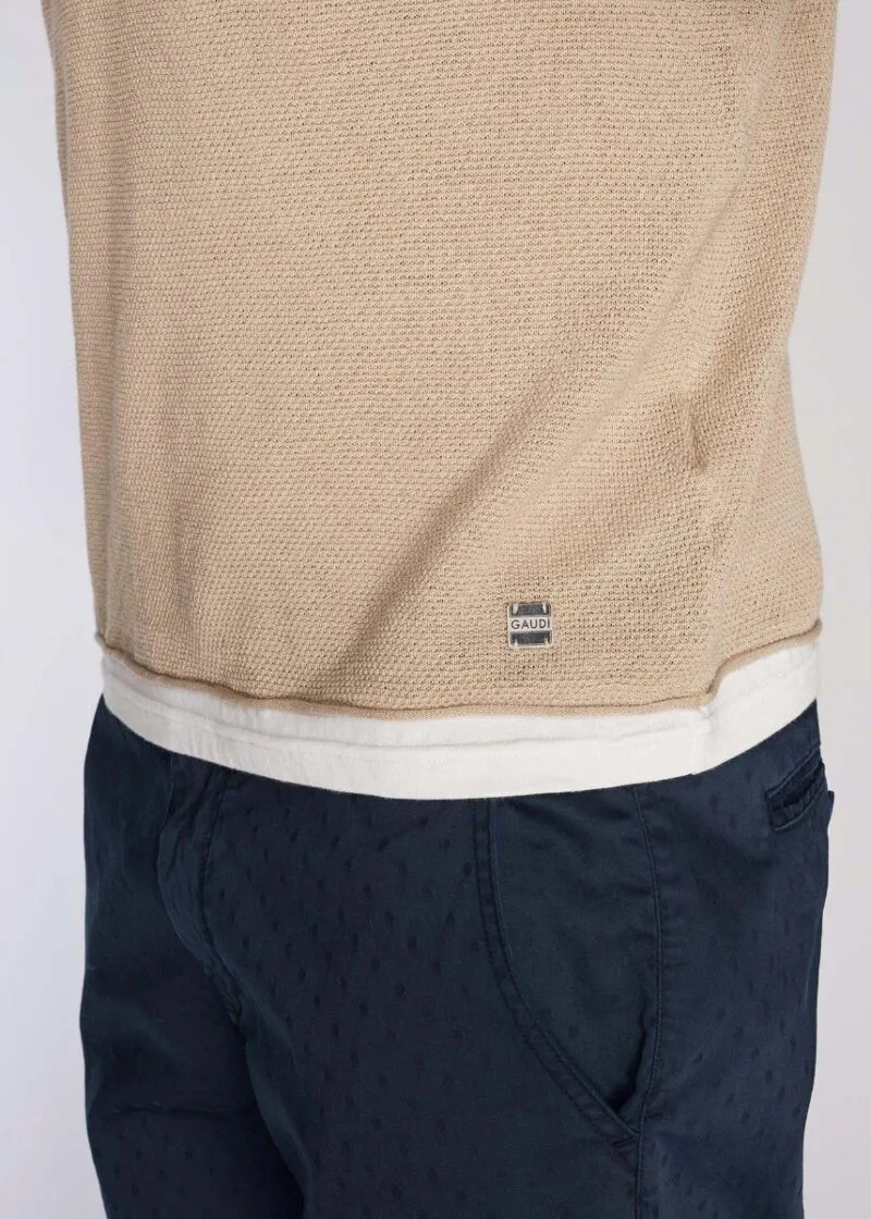 Maglia in cotone con dettagli in jersey