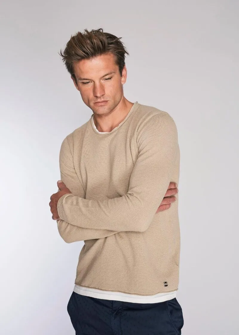 Maglia in cotone con dettagli in jersey