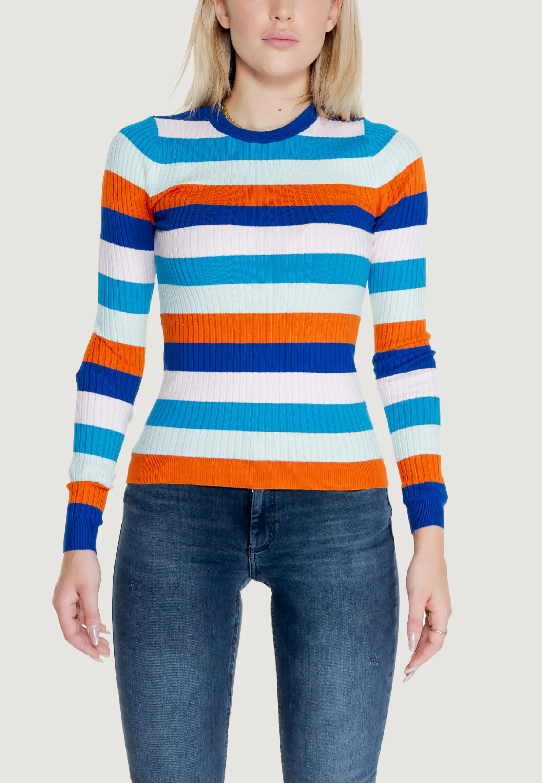 Maglia Only ONLKAROL LS O-NECK CS KNT Azzurro