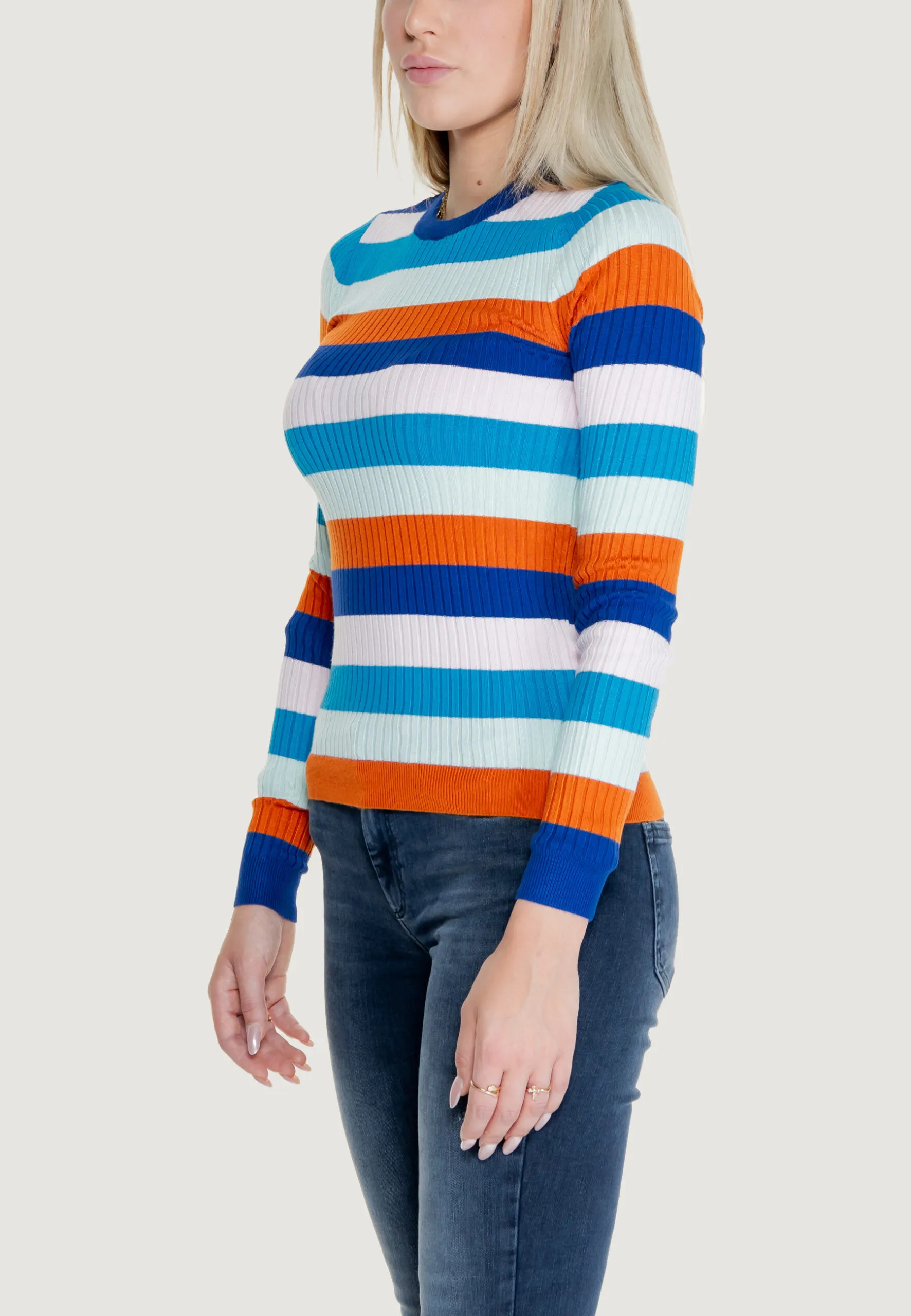 Maglia Only ONLKAROL LS O-NECK CS KNT Azzurro