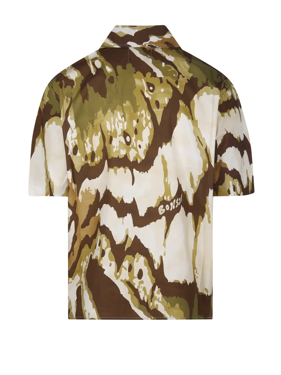 MEN BONSAI GREEN COTTON OVERSIZE FIT BOWLING SHIRT