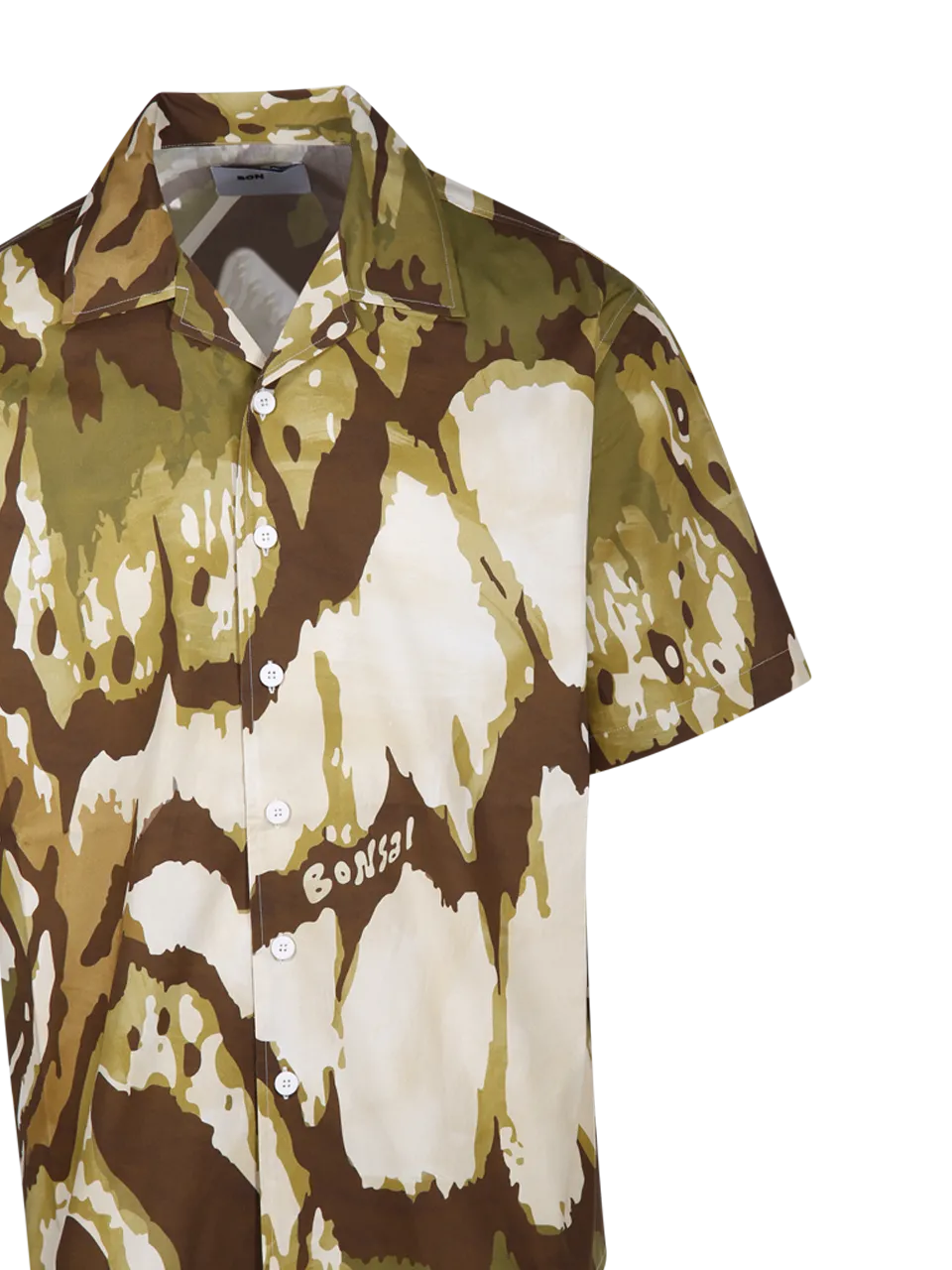 MEN BONSAI GREEN COTTON OVERSIZE FIT BOWLING SHIRT