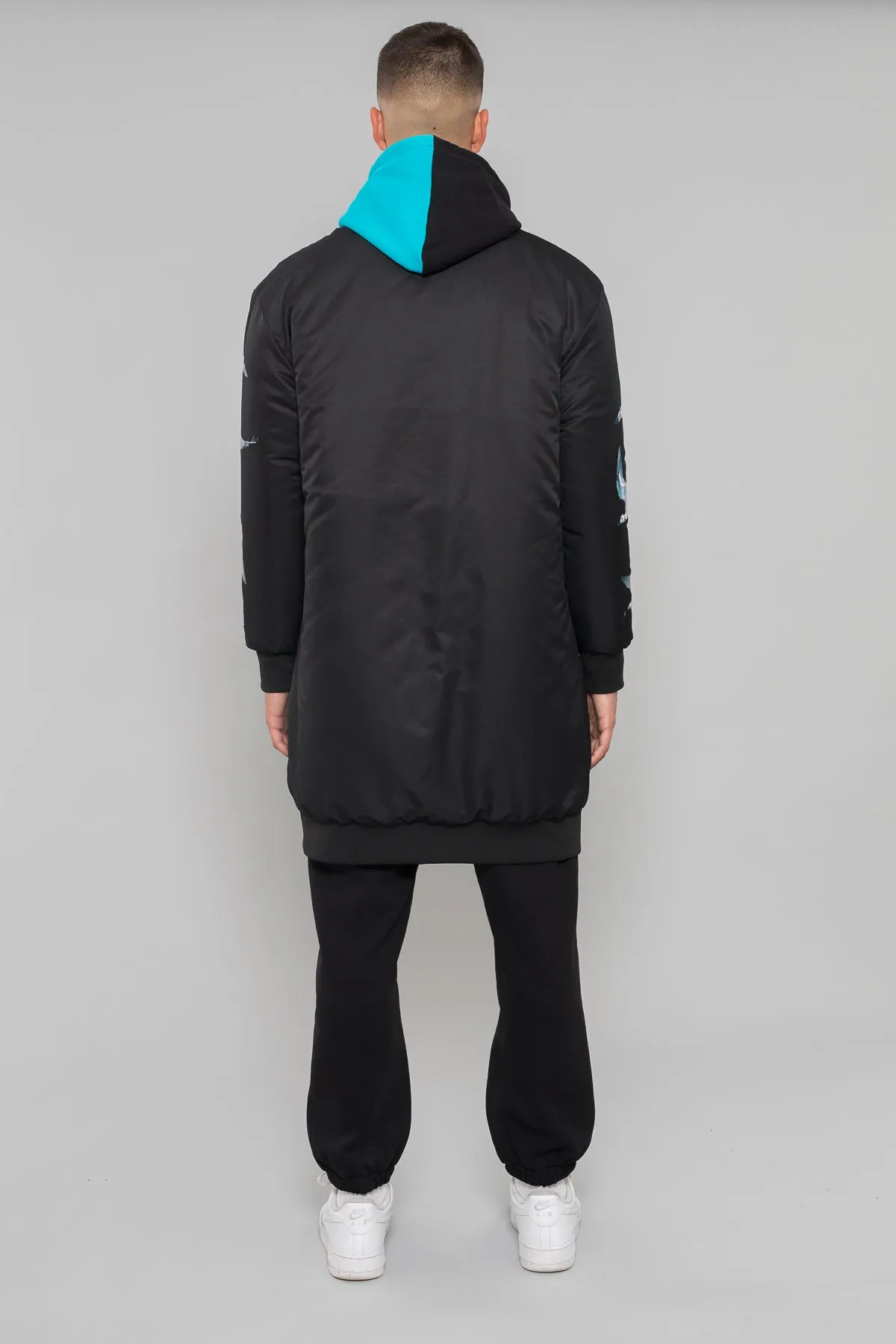 NUMERO 00 Giubbino reversibile lungo imbottito Nero/Arancio