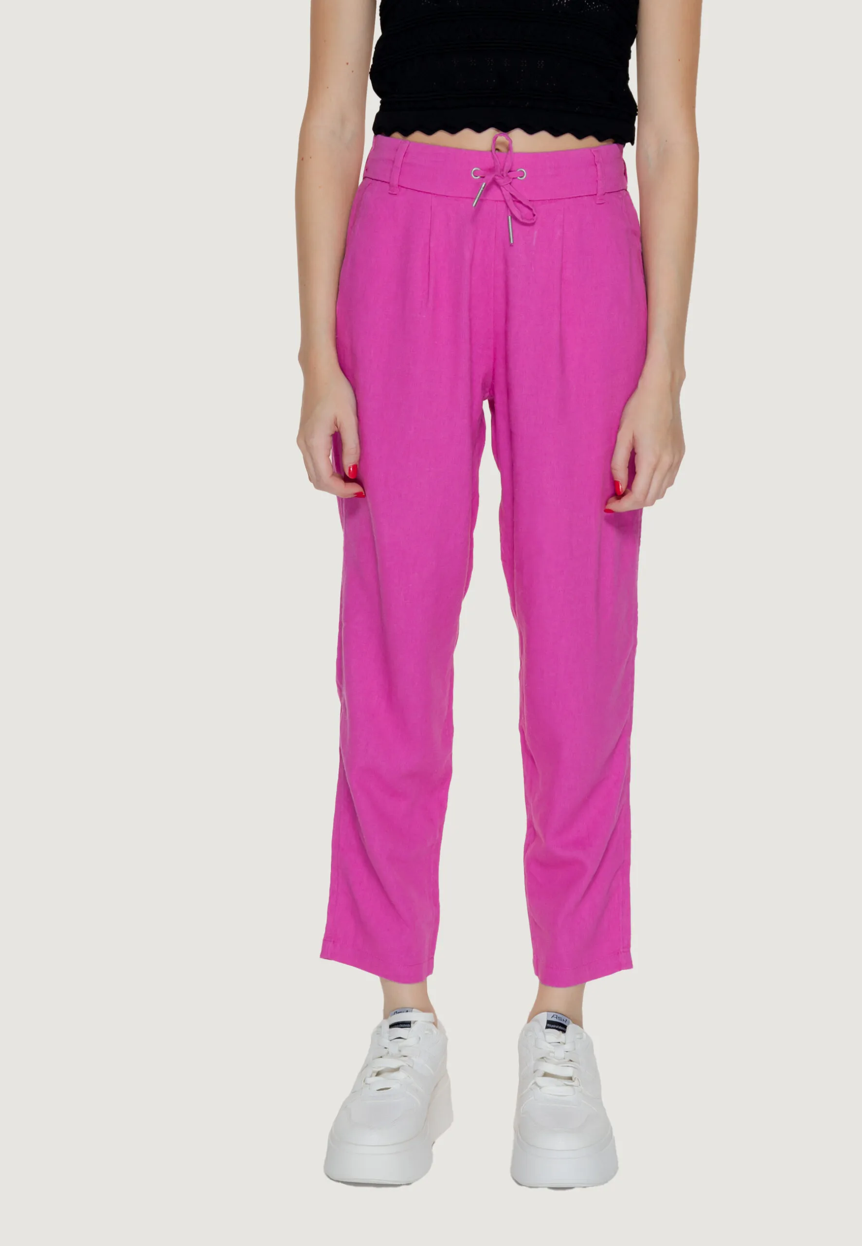 Pantaloni regular Only ONLCARO-POPTRASH EASY LINEN BL PNT NOOS Rosa