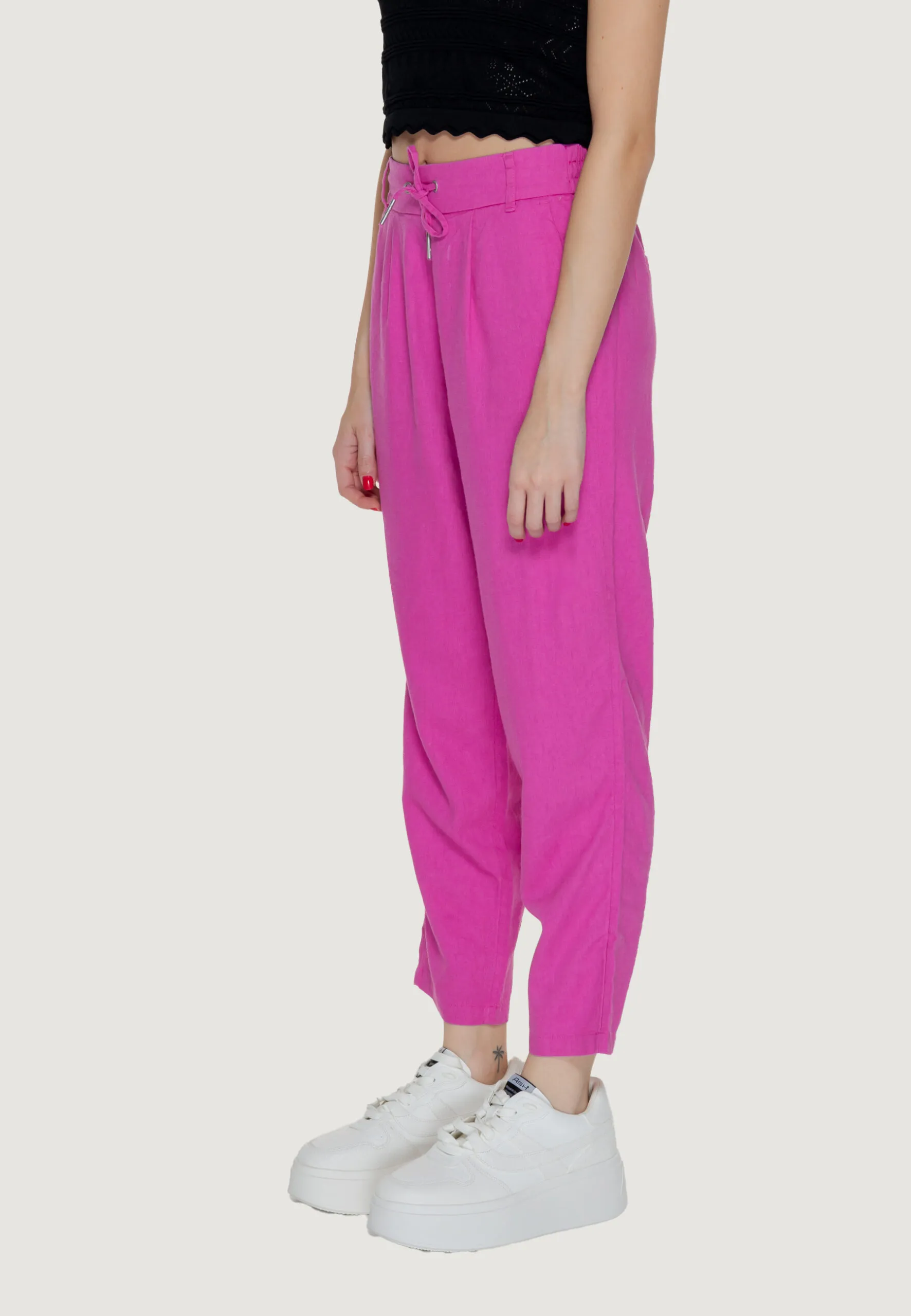 Pantaloni regular Only ONLCARO-POPTRASH EASY LINEN BL PNT NOOS Rosa