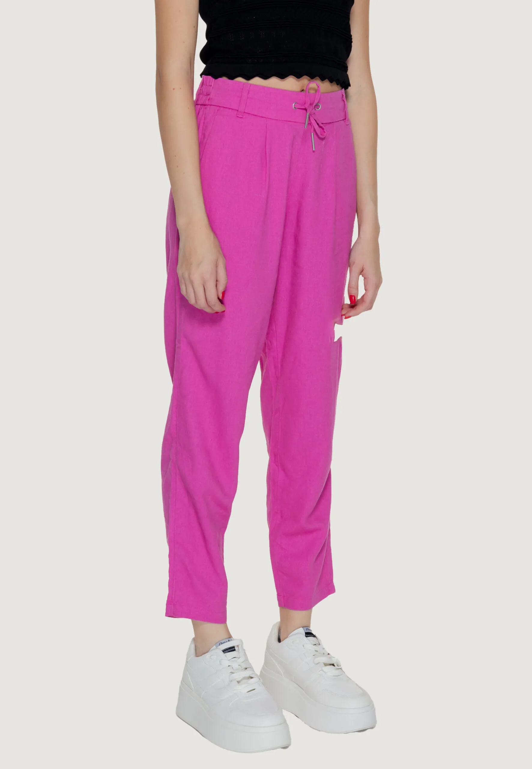 Pantaloni regular Only ONLCARO-POPTRASH EASY LINEN BL PNT NOOS Rosa