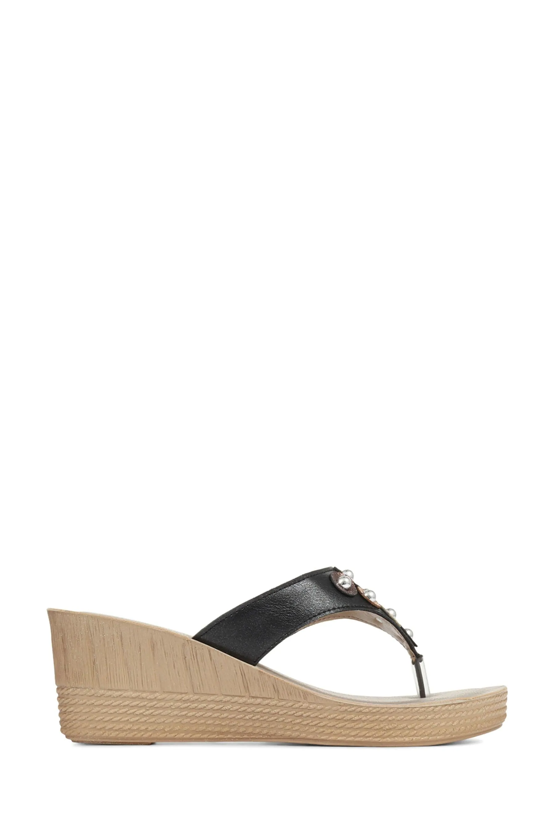 Pavers Nero infradito con zeppa - Sandali