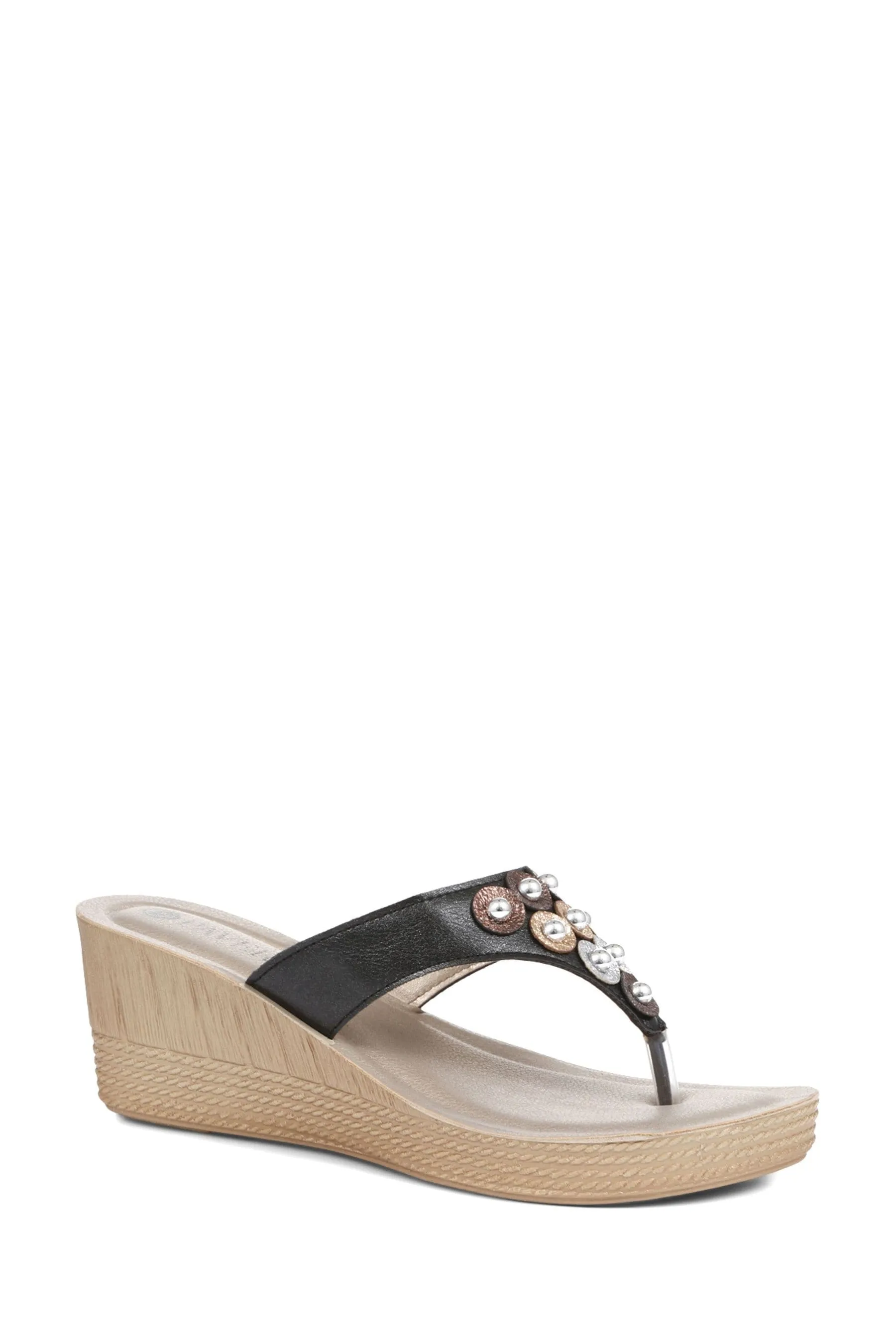 Pavers Nero infradito con zeppa - Sandali