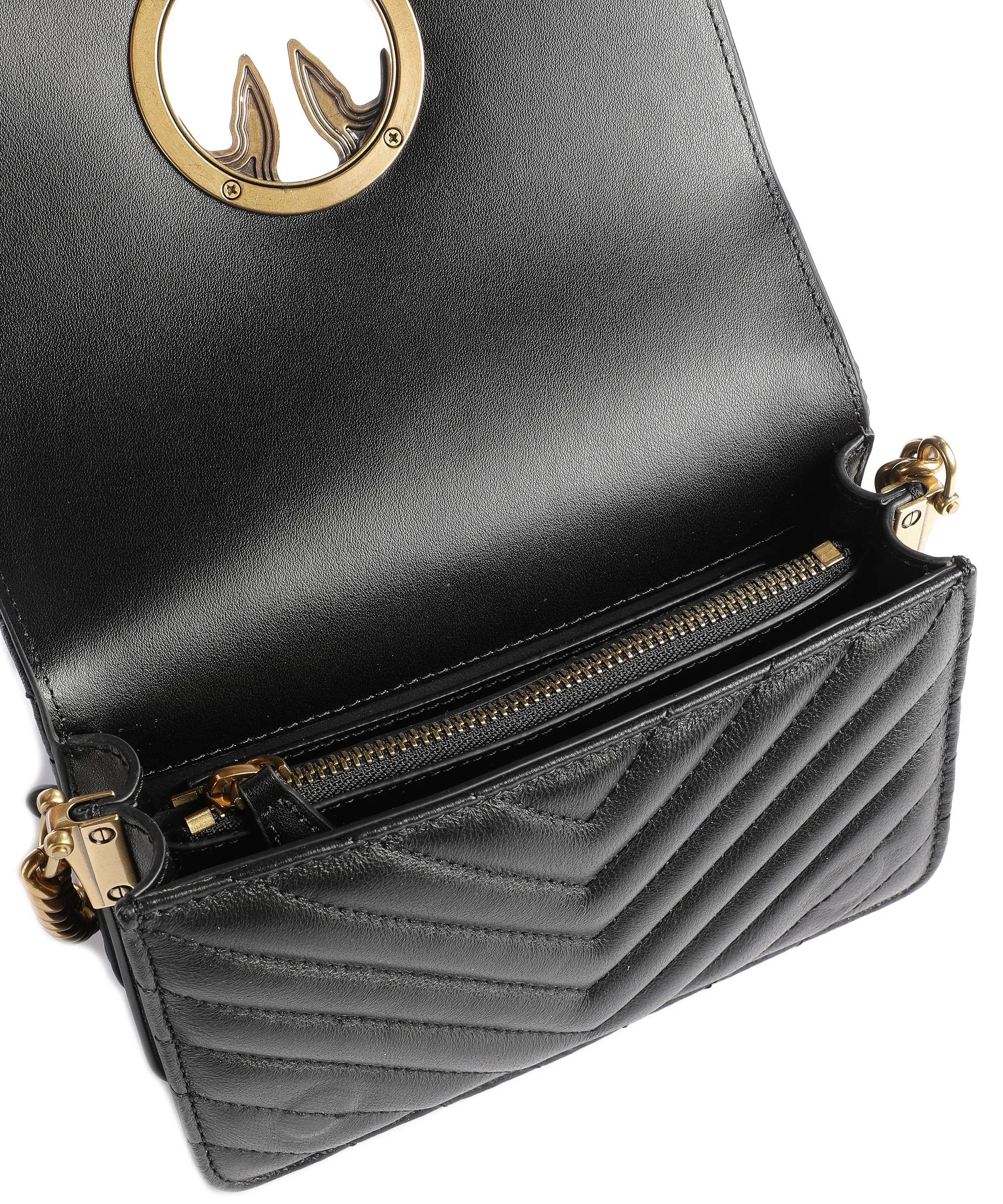  Pinko Love Click Mini Borsa a tracolla pelle di pecora nero  