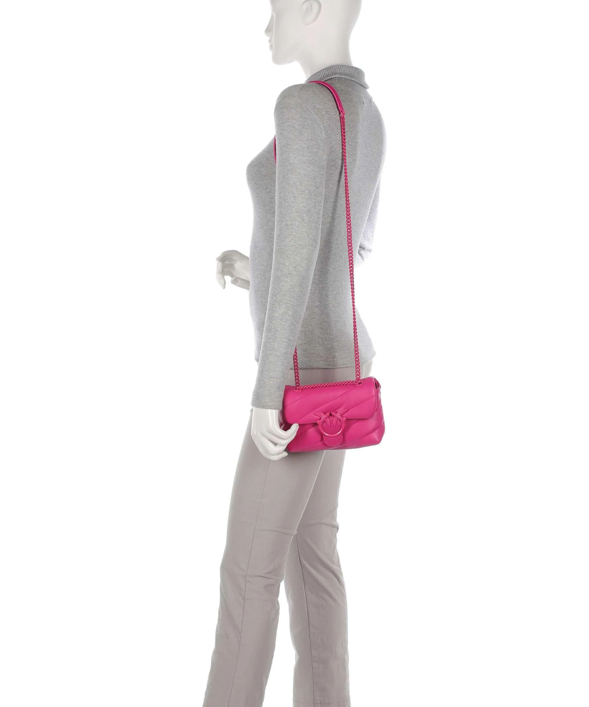  Pinko Love Puff Baby Borsa a spalla pelle di pecora pink  